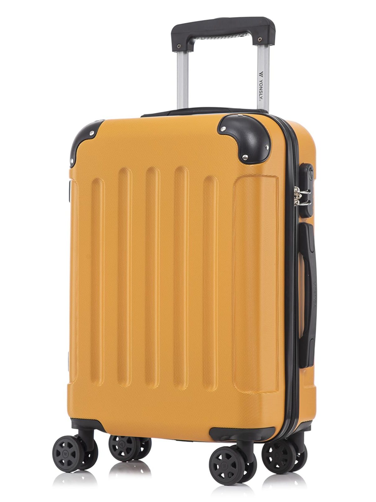 YONSLY Hartschalen-Trolley Hartschalen-Koffer Trolley 360° Rollen, robuster Reisekoffer, 4 Rollen, mit Zahlenschloss, für Business und Urlaub 46/55/66/76 cm