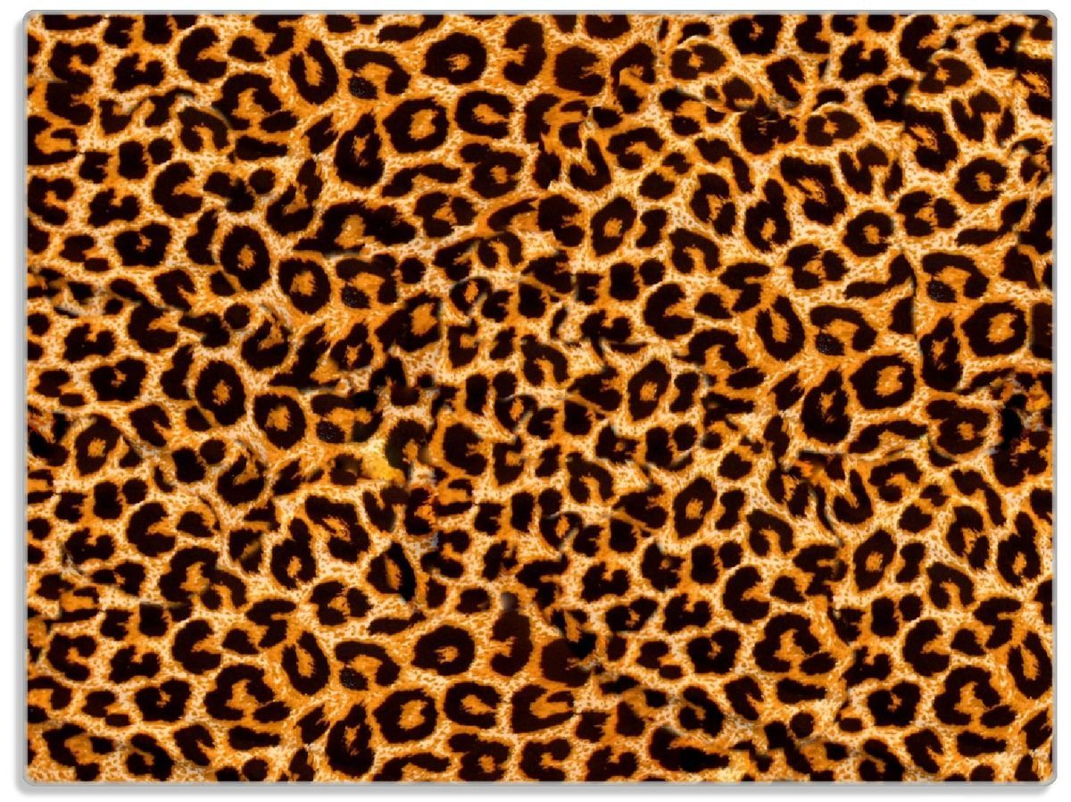 Wallario Schneidebrett Leopardenmuster in orange schwarz, ESG-Sicherheitsglas, (inkl. rutschfester Gummifüße 4mm, 1-St), 30x40cm