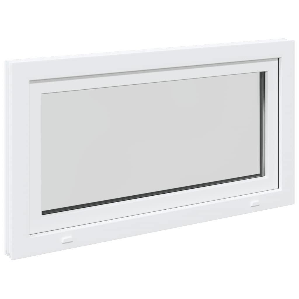 vidaXL Fenster Kellerfenster RISOR Kunststoff Dreh Kipp weiß PVC und Glas