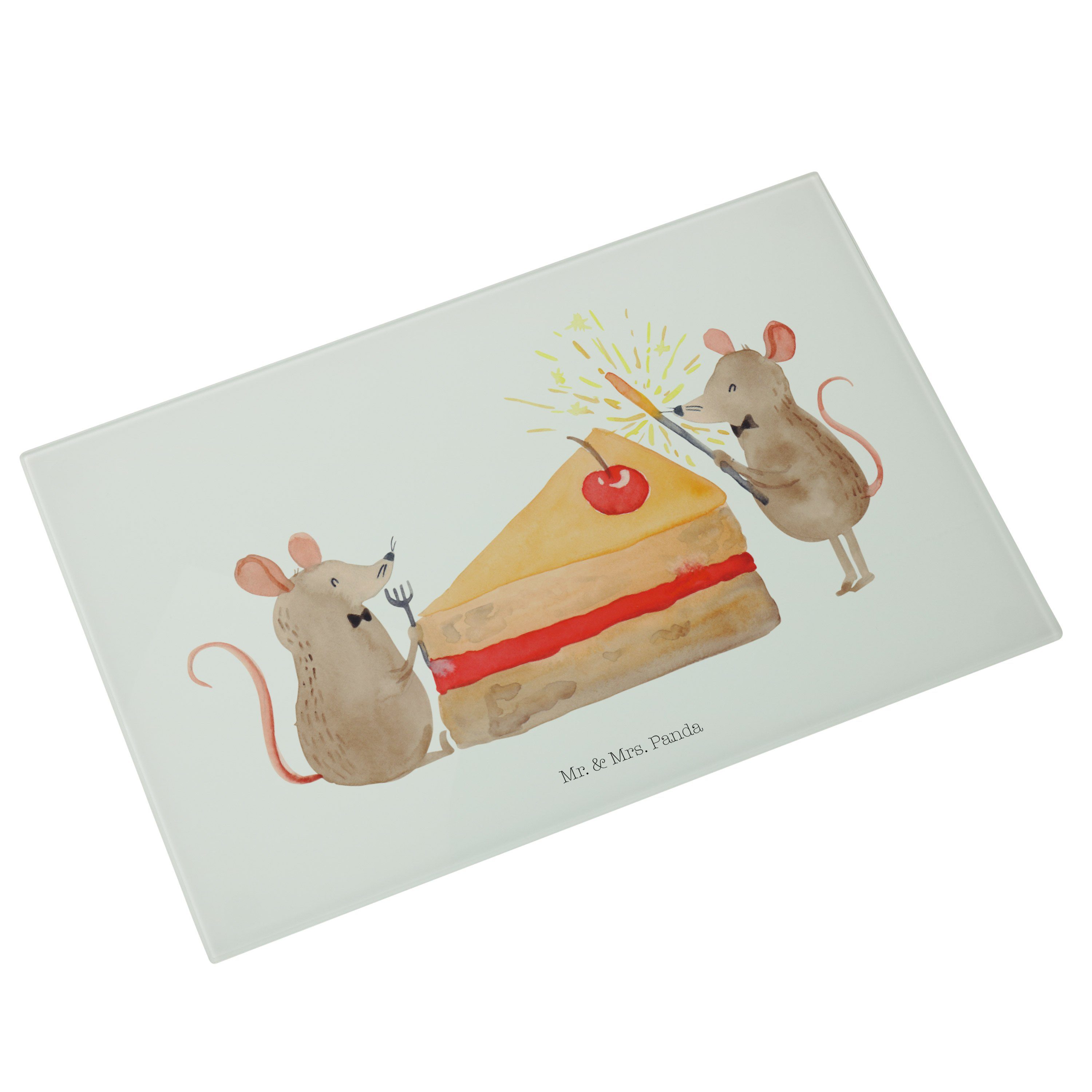 - Mr. & Weiß Mäuse Schneidebrett, (1-St) Panda Kuchen Glas, Geburtstag, - Premium Glasschnei, Servierbrett Mrs. Geschenk,