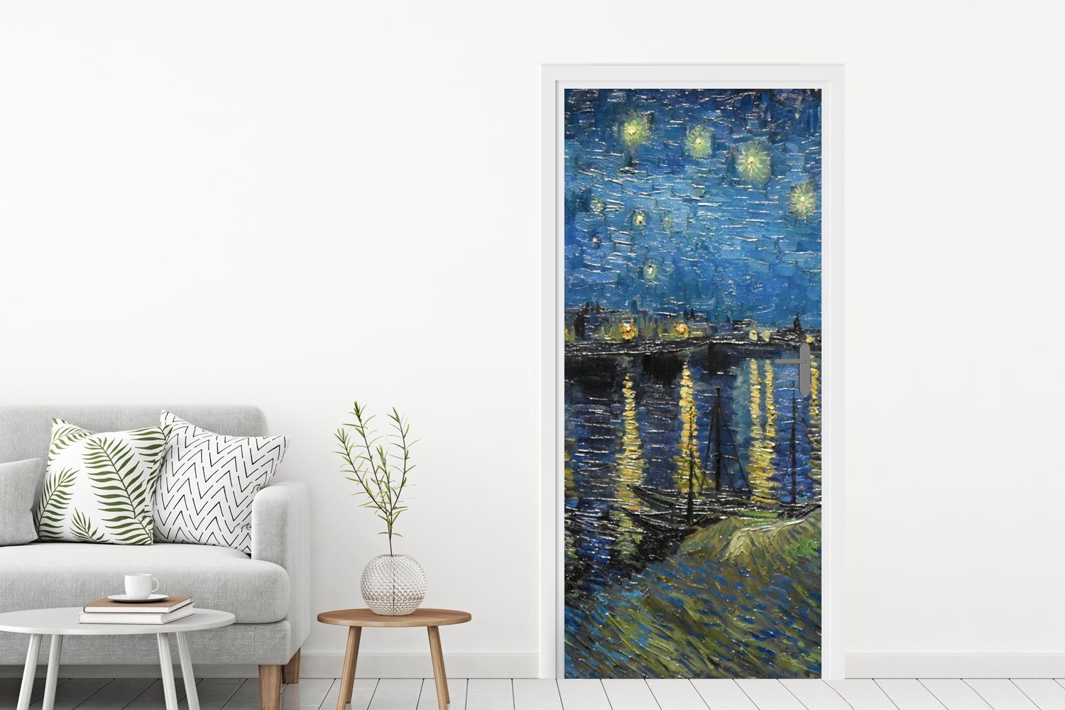 MuchoWow Sternennacht (1 Van Türaufkleber, cm Tür, Kunst, Fototapete 75x205 der St), über bedruckt, Rhone Gogh Türtapete - - Matt, für