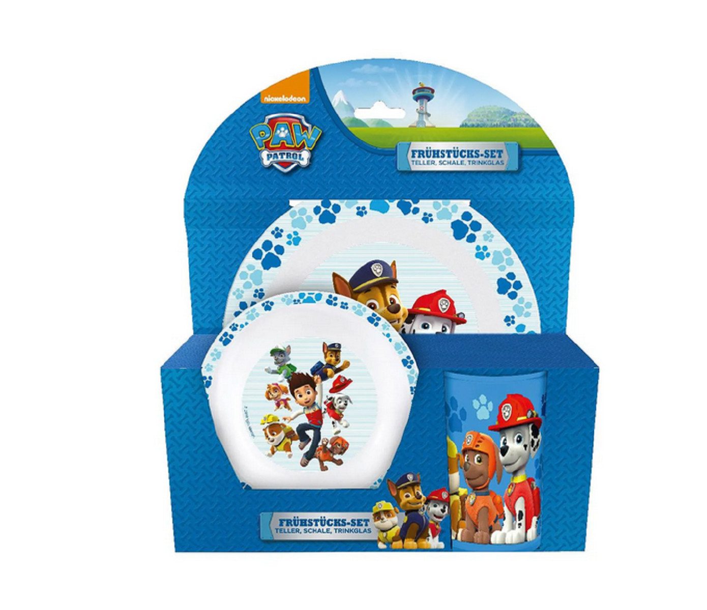 COFI 1453 Kindergeschirr-Set 3-teiliges Kindergeschirr-Set Paw Patrol Melamin Frühstücksset (3-tlg)