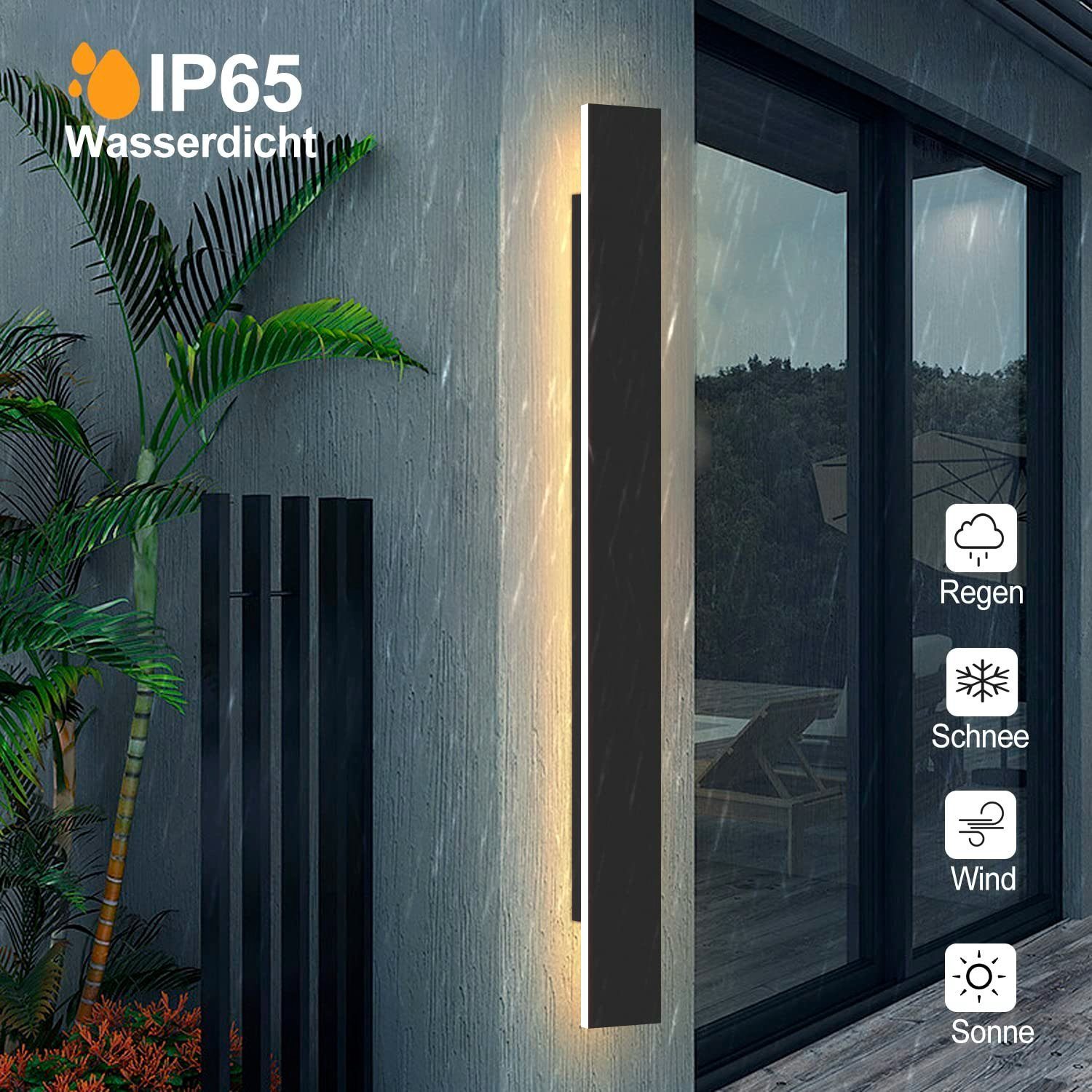 ZMH LED Wandleuchte IP54 Villa Außenwandleuchte Acryl, integriert, fest LED Warmweiß aus