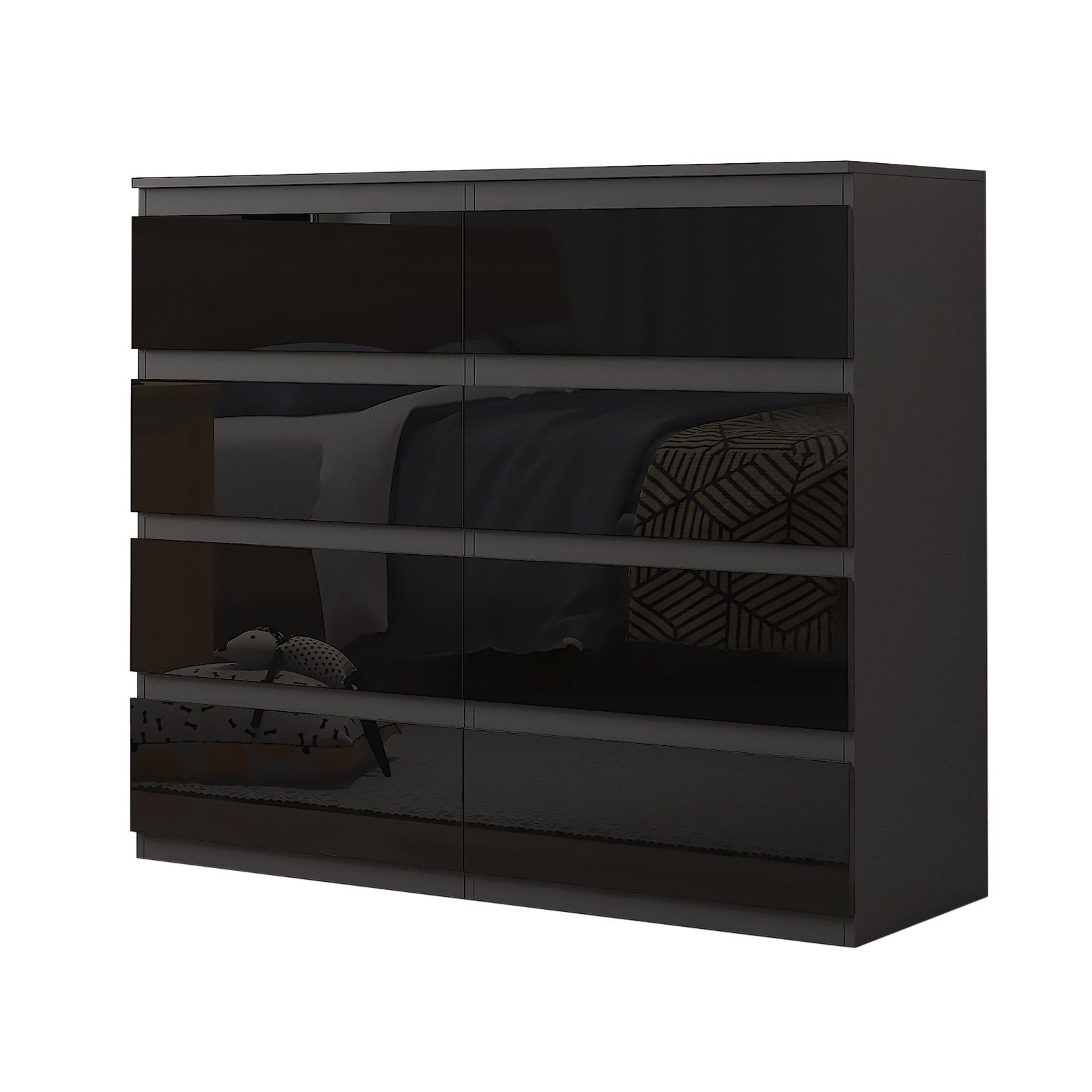 HTI-Living Kommode Kommode Kenji 8 Schubladen Hochglanz Schwarz (Stück, 1 St., 1 Kommode), Sideboard