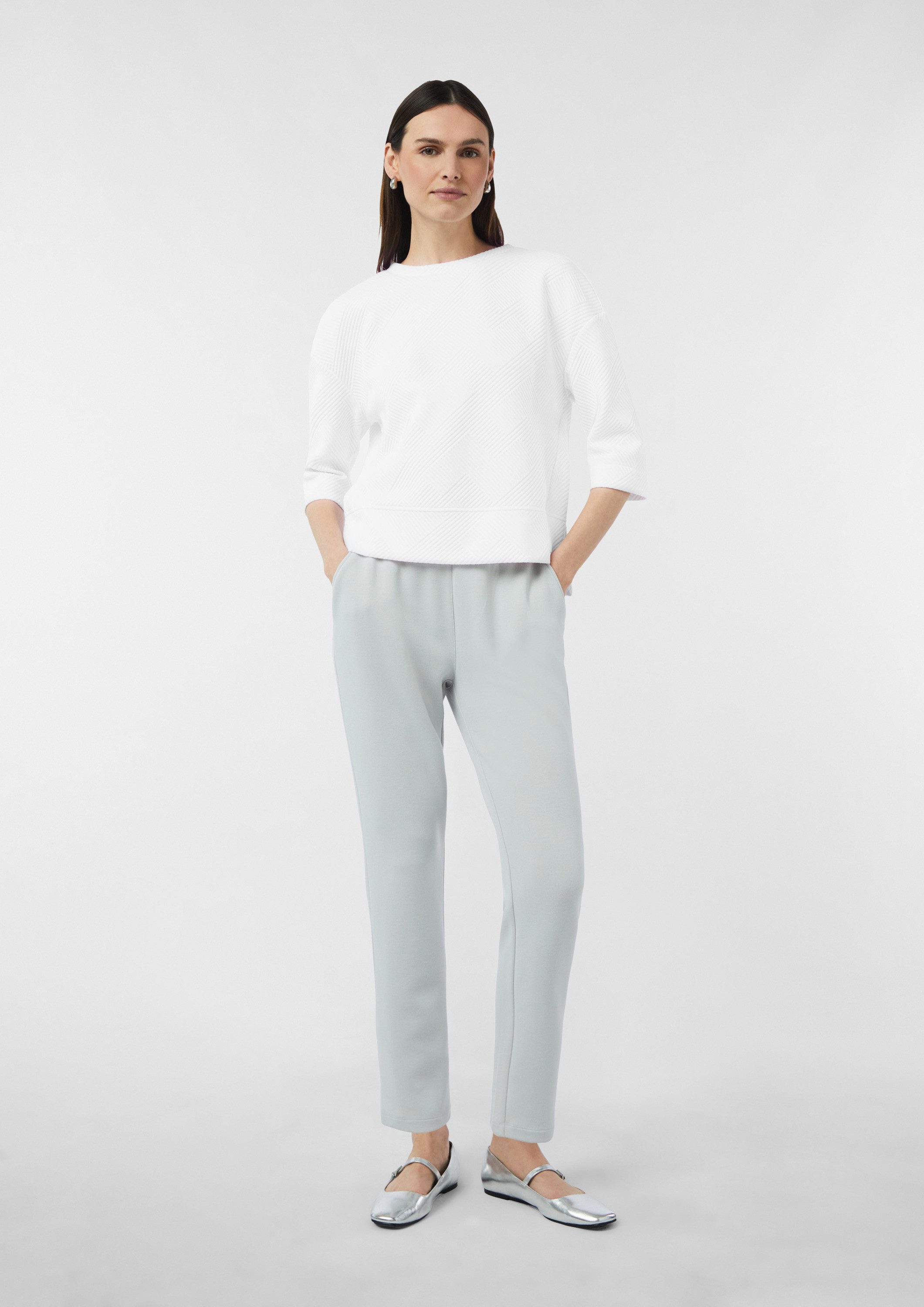 comma 3/4 Arm-Pullover Sweatshirt Strukturiertes Relaxed-Fit-Sweatshirt mit 3/4-Ärmeln