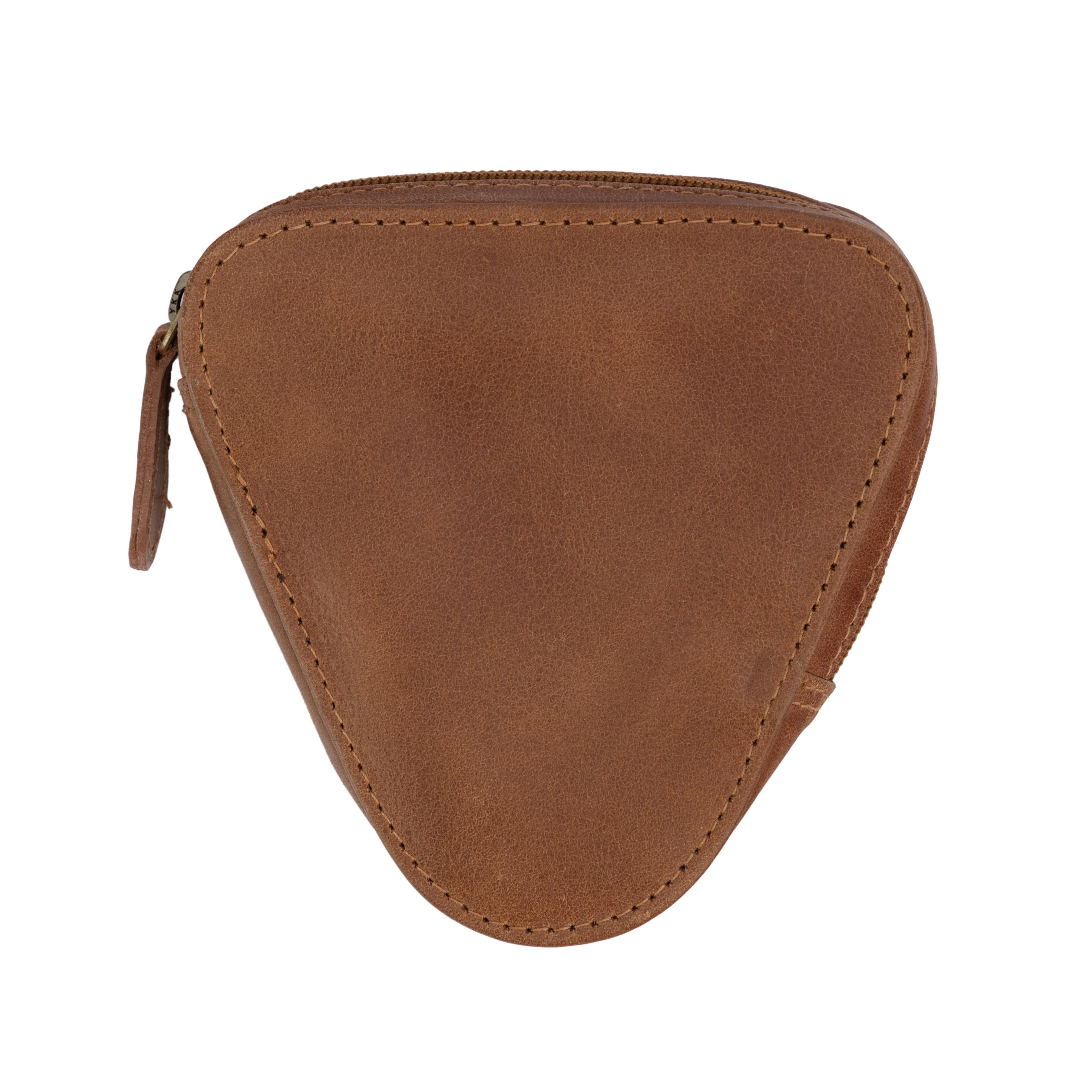 Geldbörse Dreieckige Geldbörse aus Leder in Braun, Handmade