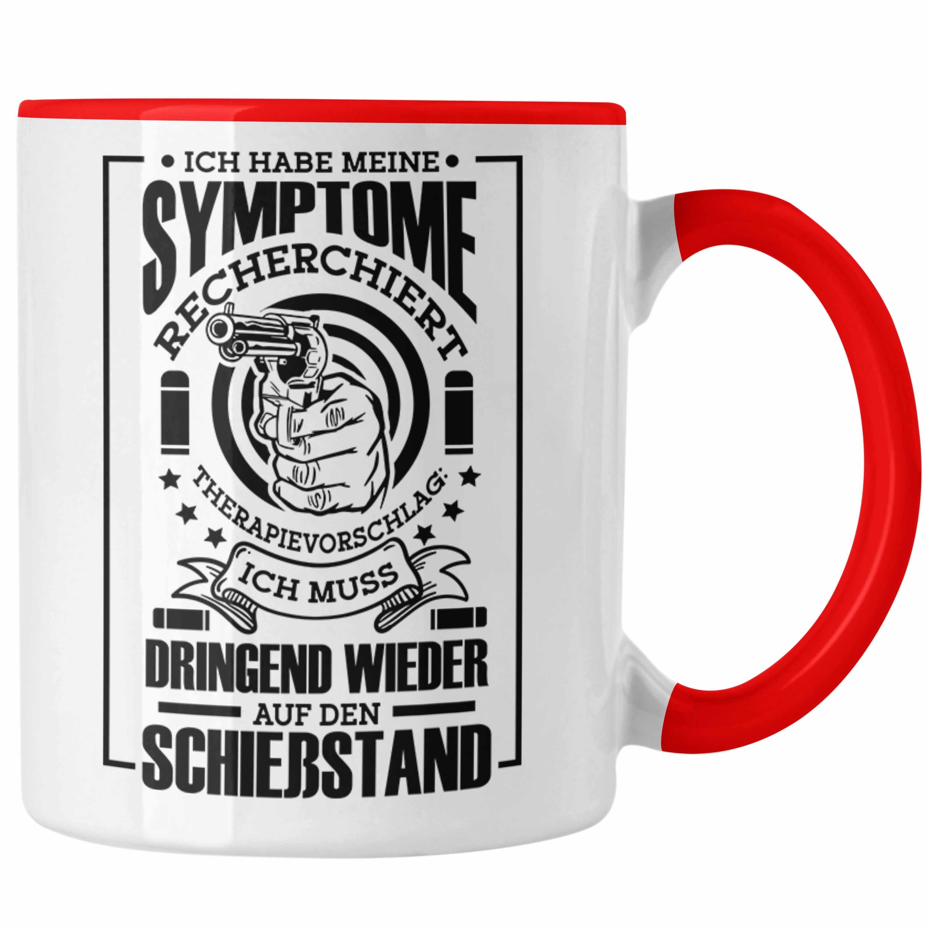 Trendation Tasse Lustige Schießen-Tasse für Sportschützen Geschenk Ich Muss Dringend Wi Rot