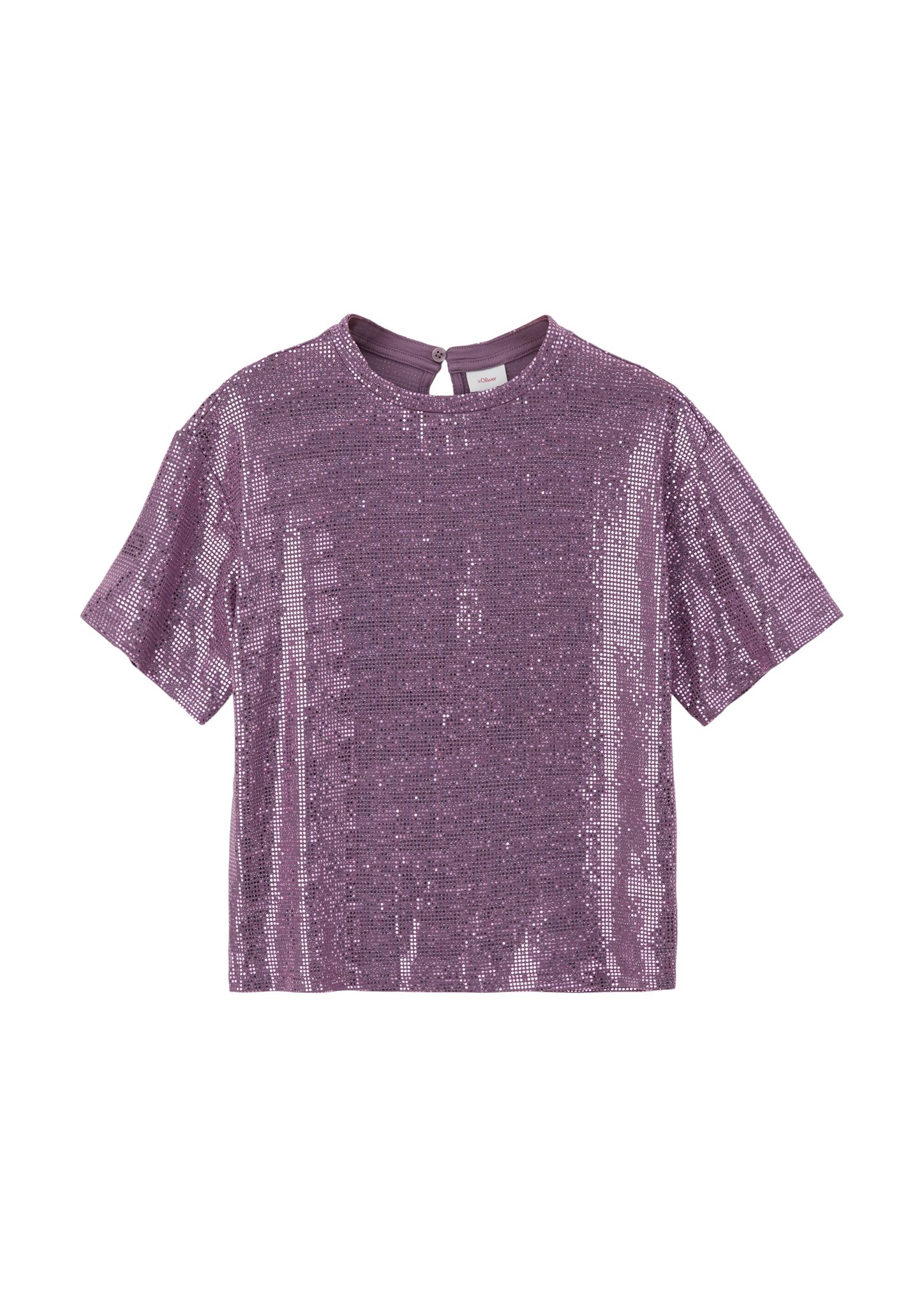 Fit lavendel Pailletten Boxy s.Oliver Pailletten-Shirt im Kurzarmshirt
