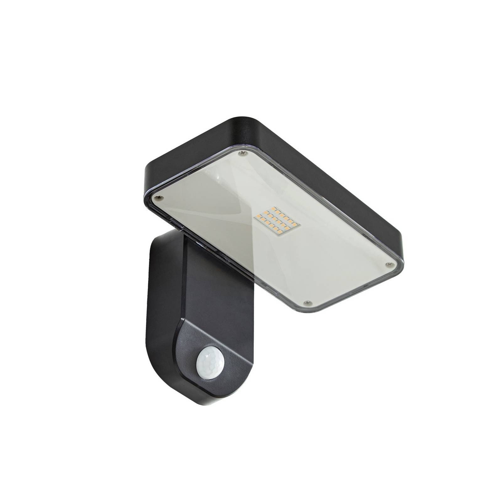 Prios Außen-Wandleuchte Tarlson, LED, Kunststoff Schwarz warmweiß IP44mit Bewegungsmelder, LED 3,8 W gesamt, warmweiß