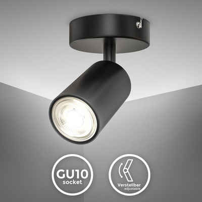 B.K.Licht LED Deckenspot BKL1445, ohne Leuchtmittel, 1-flammige Spotlampe schwenkbar drehbar GU10 Schwarz-Matt ohne Leuchtmittel