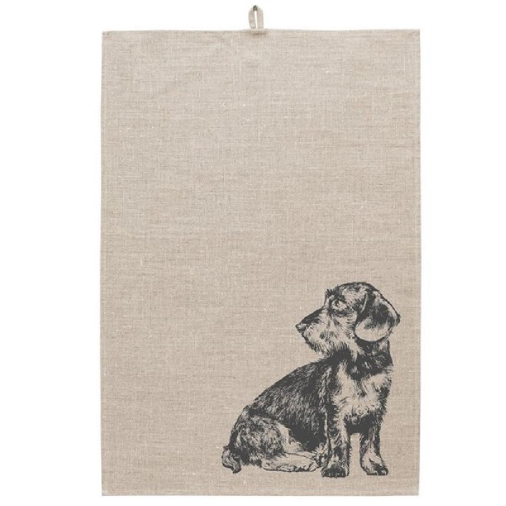 Frohstoff Geschirrtuch Geschirrtuch Leinen Natur Dackel Anthrazit