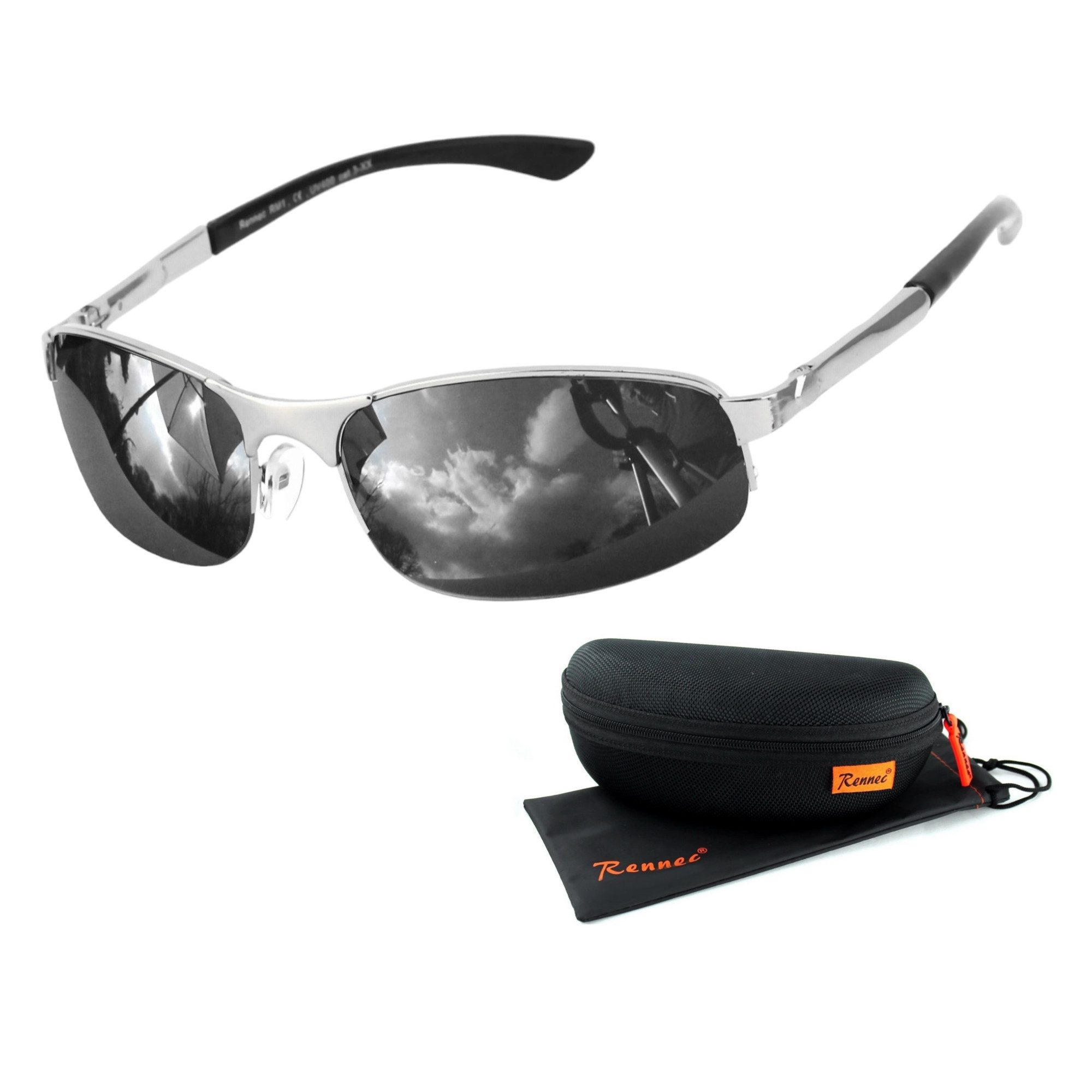 Rennec Sonnenbrille (Markenbrille mit Brillenbox und Brillenbeutel, schmale günstig online kaufen