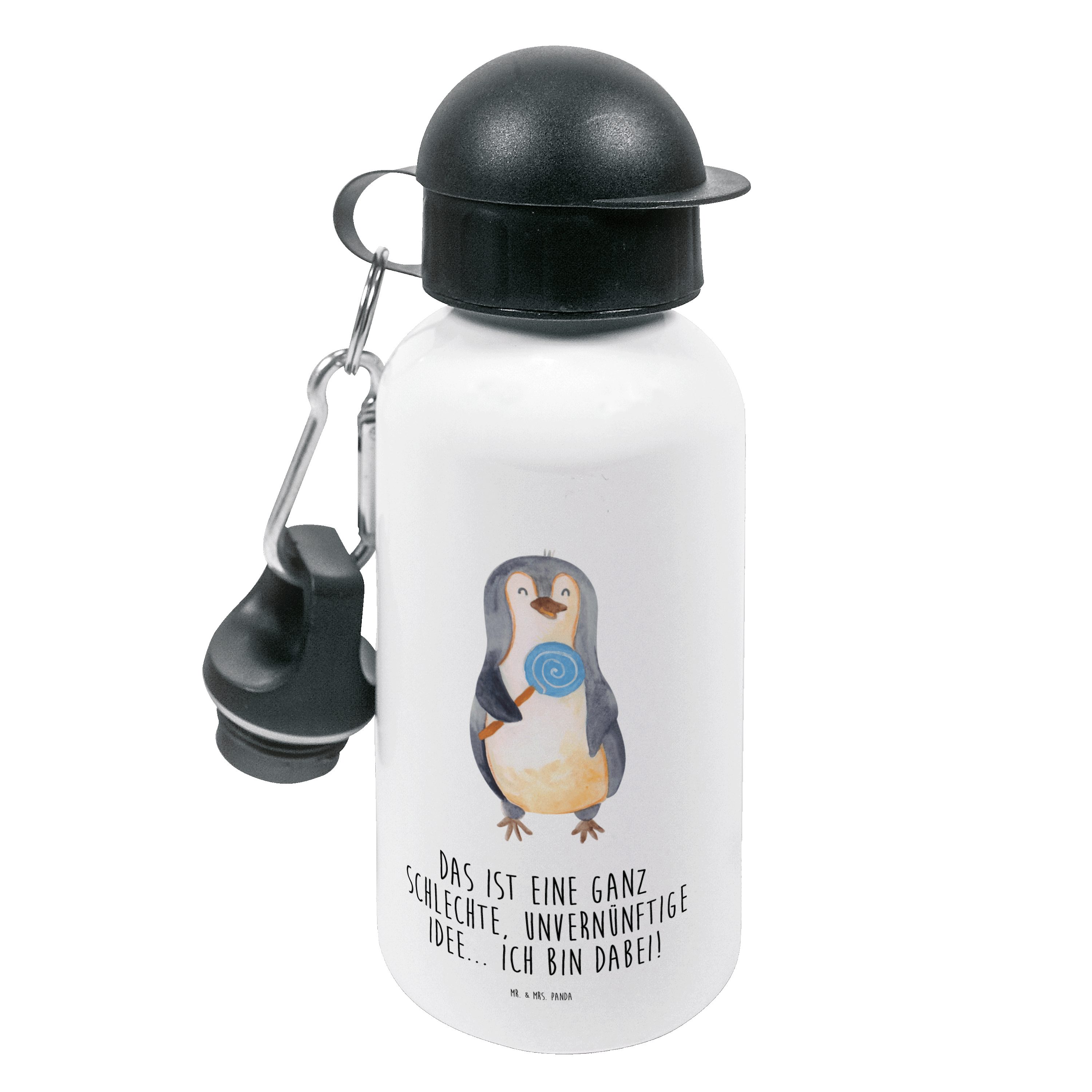 Mr. & Mrs. Panda Trinkflasche Pinguin Lolli - Weiß - Geschenk, Kids, Kinder, Kindergarten Flasche