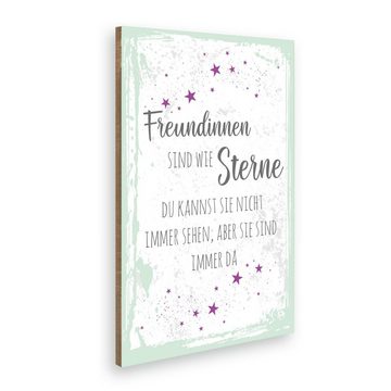 Kreative Feder Holzbild Deko-Bild „Freundinnen“ aus Holz, mit Motiv & Spruch, ideales Geschenk für Freunde & Familie