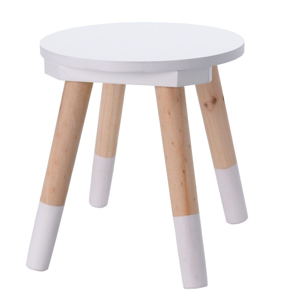 Spetebo Kinderhocker Kinder Hocker weiß / natur - 24 x 26 cm (Stück, 1 St., günstig online kaufen
