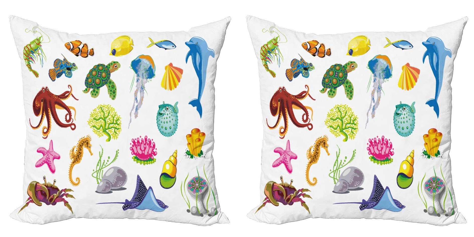 Kissenbezüge Abakuhaus (2 Seetiere Accent Octopus Stück), Modern Doppelseitiger Digitaldruck, Marine Fisch