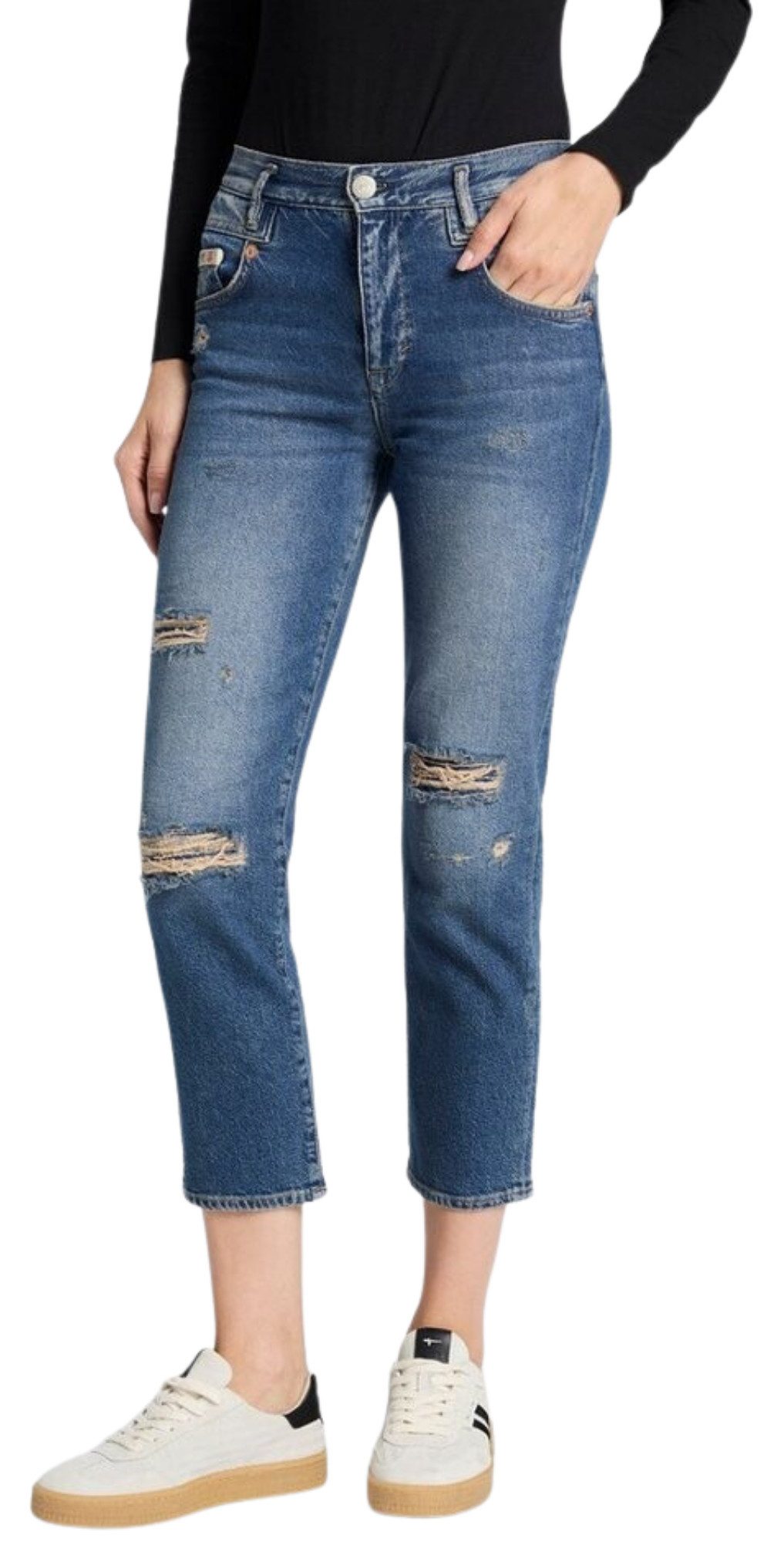 Herrlicher Destroyed-Jeans 5987-D9105-853, Breezy Cropped Jeans destroy – Slim Fit destroyed Look