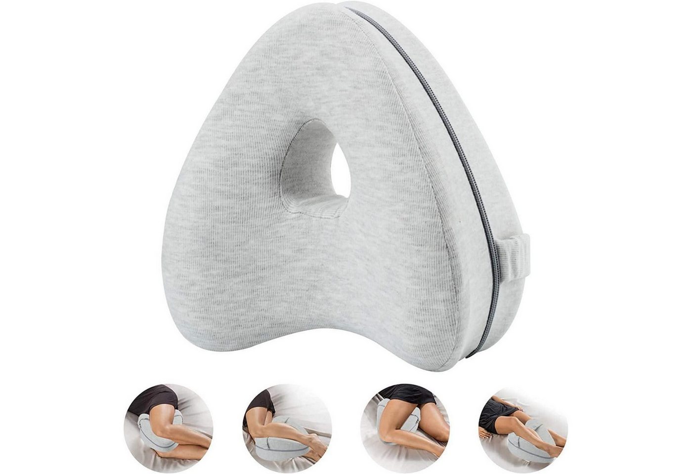 LuxusKollektion Seitenschläferkissen Ergonomisches Kniekissen für Seitenschläfer mit Memory Foam-Licht Grau
