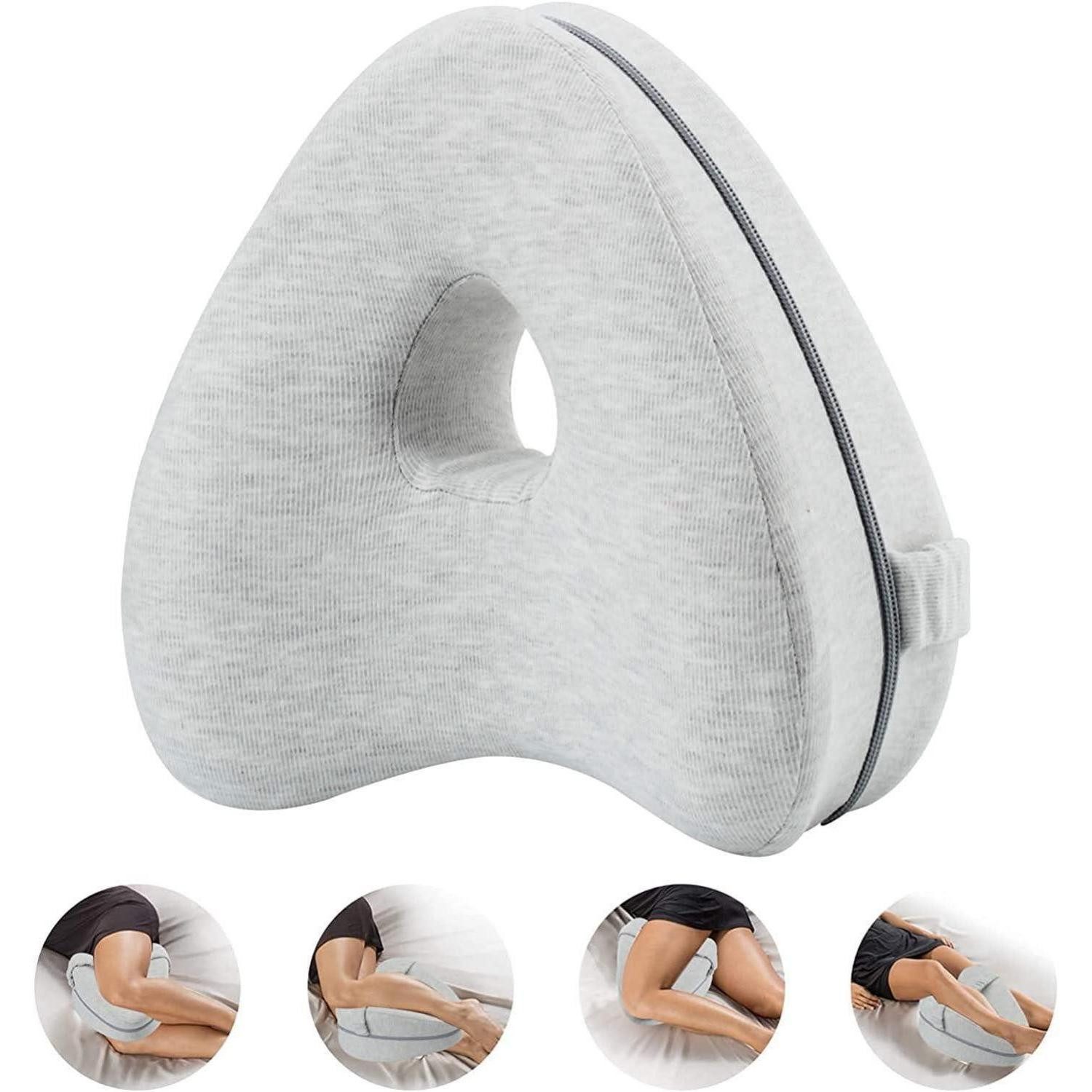 LuxusKollektion Lagerungskissen Ergonomisches Kniekissen für Seitenschläfer mit Memory Foam-Licht Grau