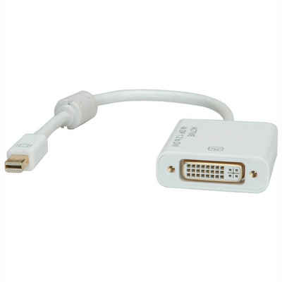 ROLINE 4K Mini DisplayPort-DVI Adapter, Mini DP ST - DVI BU Audio- & Video-Adapter Mini DisplayPort Männlich (Stecker) zu DVI-D 24+1, Dual-Link Weiblich (Buchse), 10.0 cm