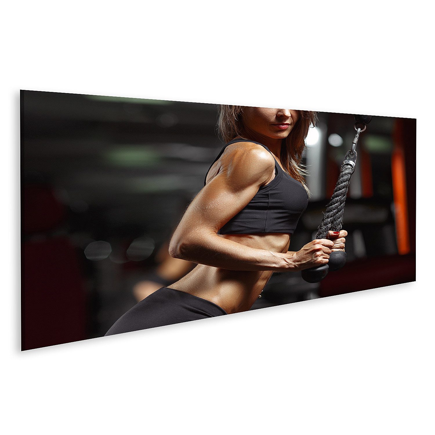islandburner Leinwandbild Fitness Frau in der Turnhalle Junge Frau macht Fitnessübunge Bilder