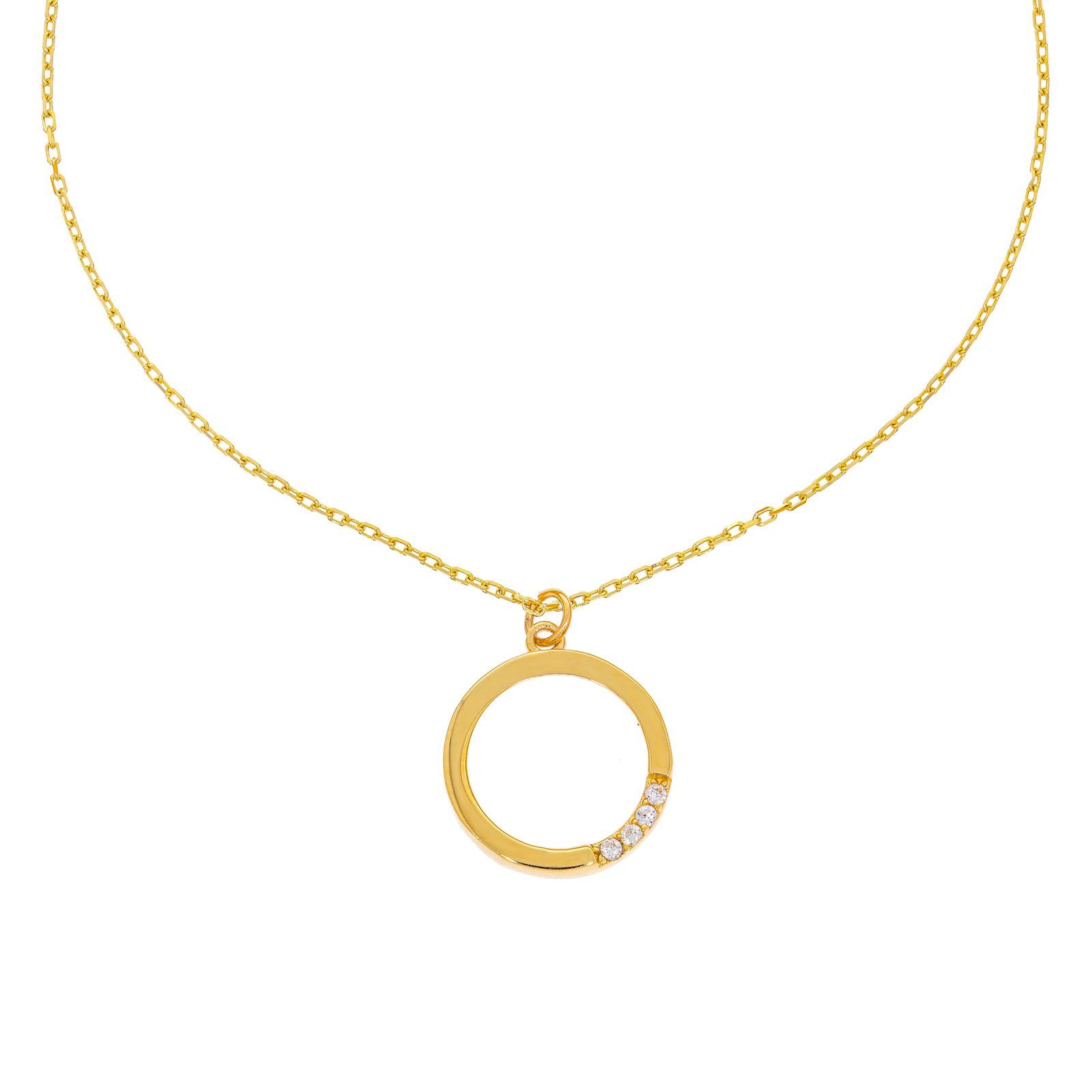 Stella-Jewellery Kette mit Anhänger »585er Gold Kette mit Kreis Anhänger  Zirkonia« (inkl. Etui), Collierkette mit Zirkonia online kaufen | OTTO