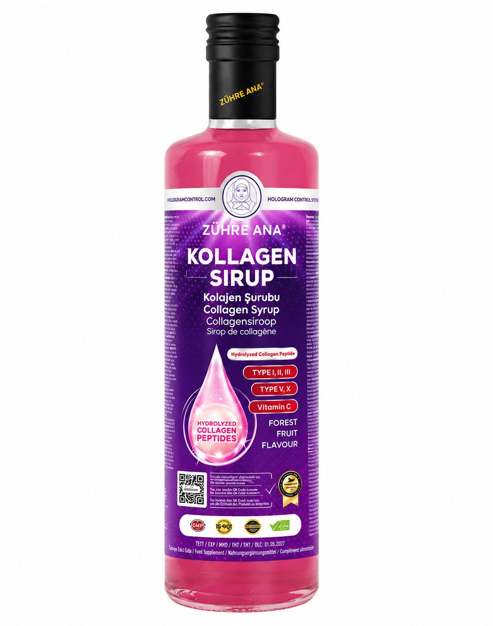 Zühre Ana® Collagen Sirup – Moderne Formel mit Typ 1, 2 & 3 Peptiden 250ml Sirup, 250 ml, Kollagen Sirup Mit Vitamin C & Waldfrucht-Aroma