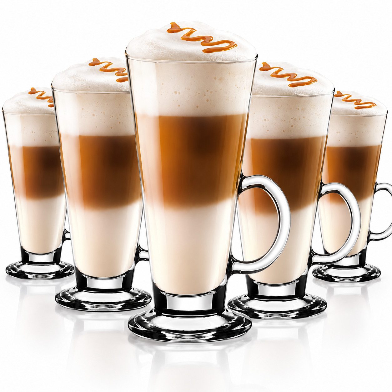 Sendez Glas 6 Latte Macchiato Gläser auf Fuß Kaffeegläser Teeglas, 6-tlg., Glas