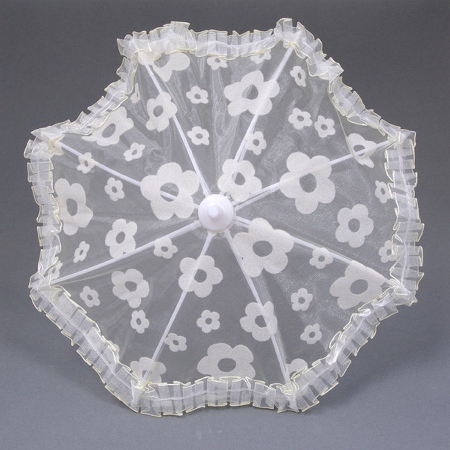 Deko AS Dekoobjekt Dekoschirm aus Organza - creme - 27 cm - 1 VE = 6 Stück - 71124 (6 St., 1 VE = 6 Stück), mit Rüschenrand