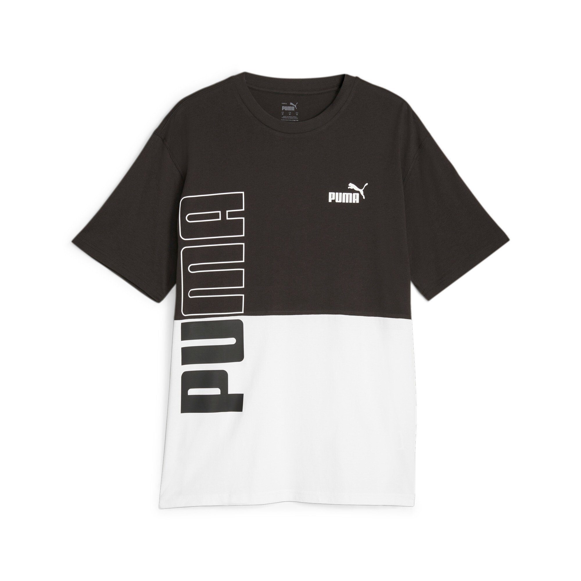 PUMA T-Shirt POWER COLORBLOCK TEE PUMA Black-PUMA White | Sport-T-Shirts