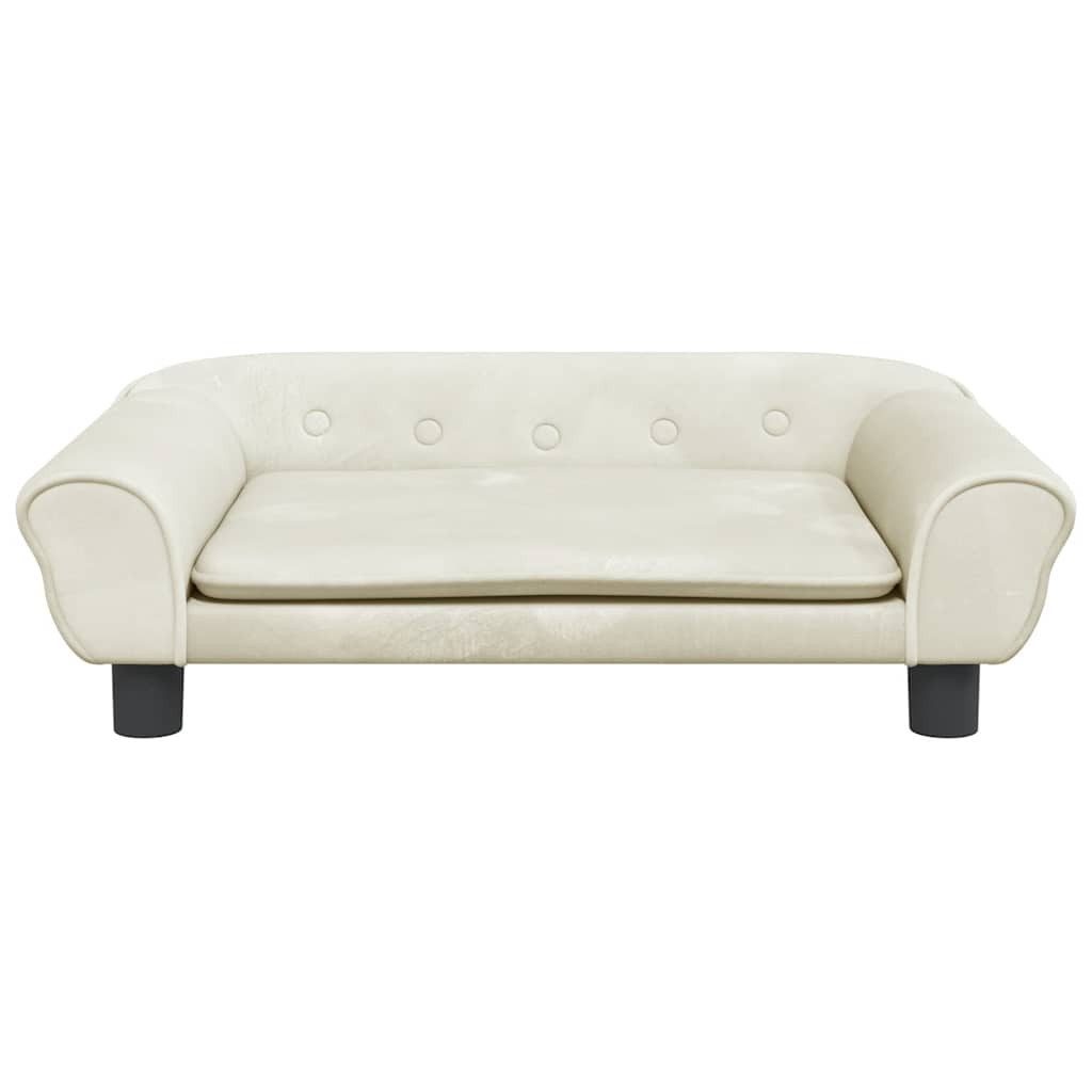 furnicato Hundebett Creme 70 x 48 x 22 cm – Bequemes Haustier-Sofa, Samt, Samtbezogene Hundekiste mit Massivholzrahmen für das Schlafzimmer