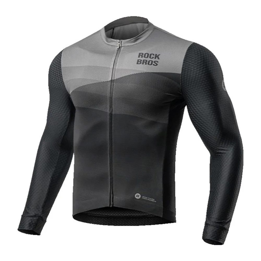 ROCKBROS Radtrikot Langarmtrikot Rennradtrikot Sportoberteil (Spar-Set, 1-tlg., 92 cm Oberweite leicht) reflektierend, 3 Rückentaschen, atmungsaktiv
