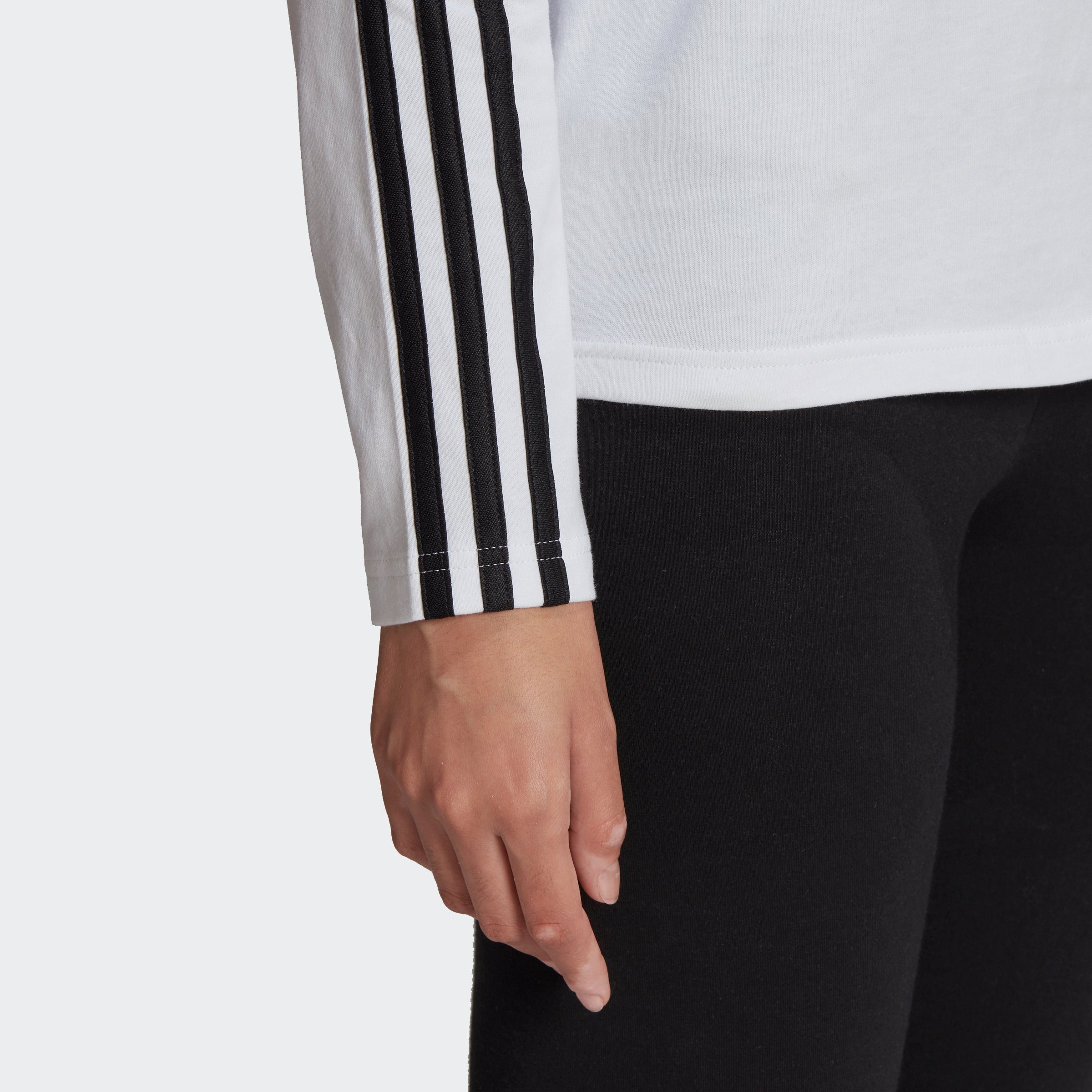 Sportswear ESSENTIALS Langarmshirt adidas 3STREIFEN LONGSLEEVE WHITE/BLACK