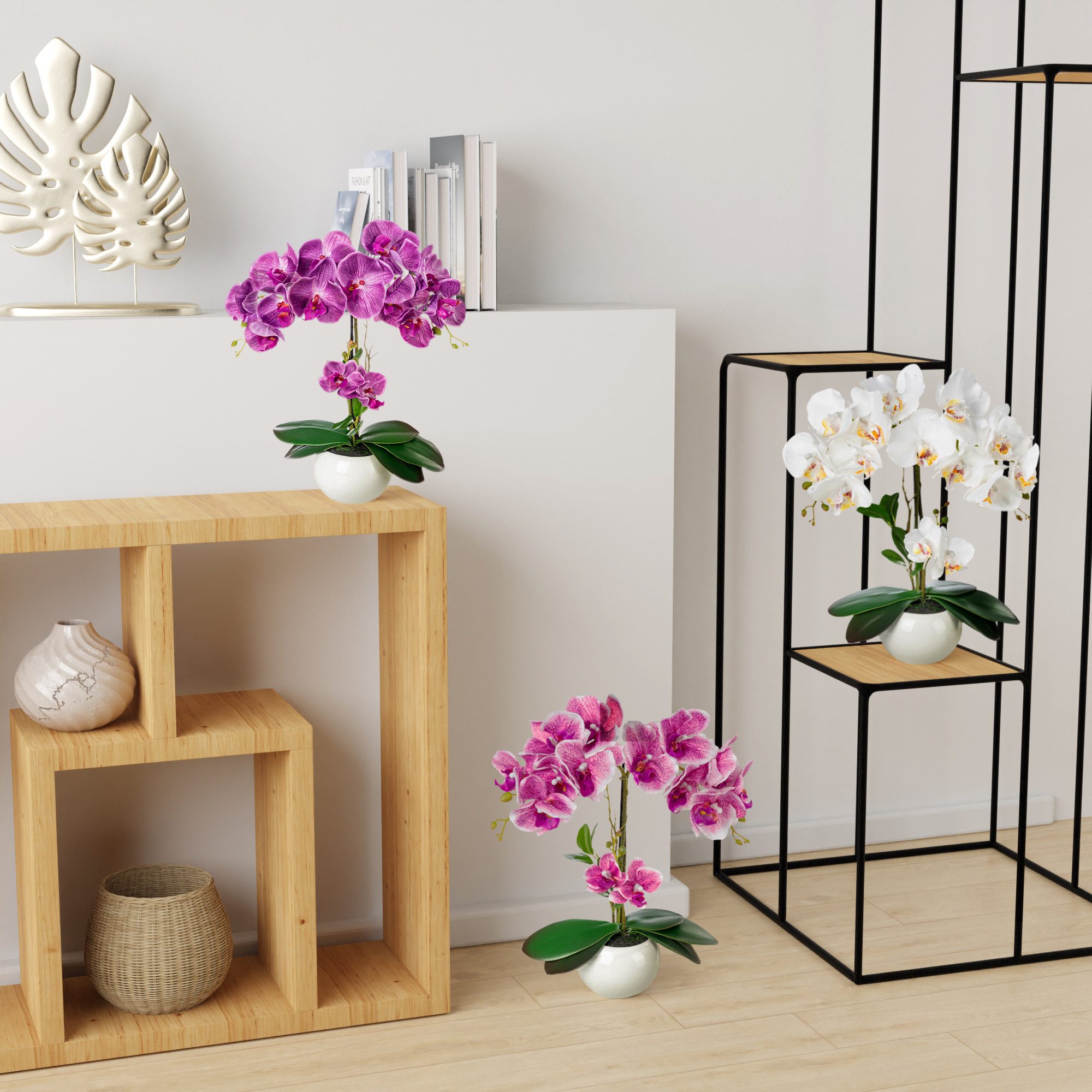 Kunstorchidee PASCH® Orchidee künstlich wie echt (40cm) in Hochglanz-Keramiktopf Orchidee, PASCH – Bild 2 von 5
