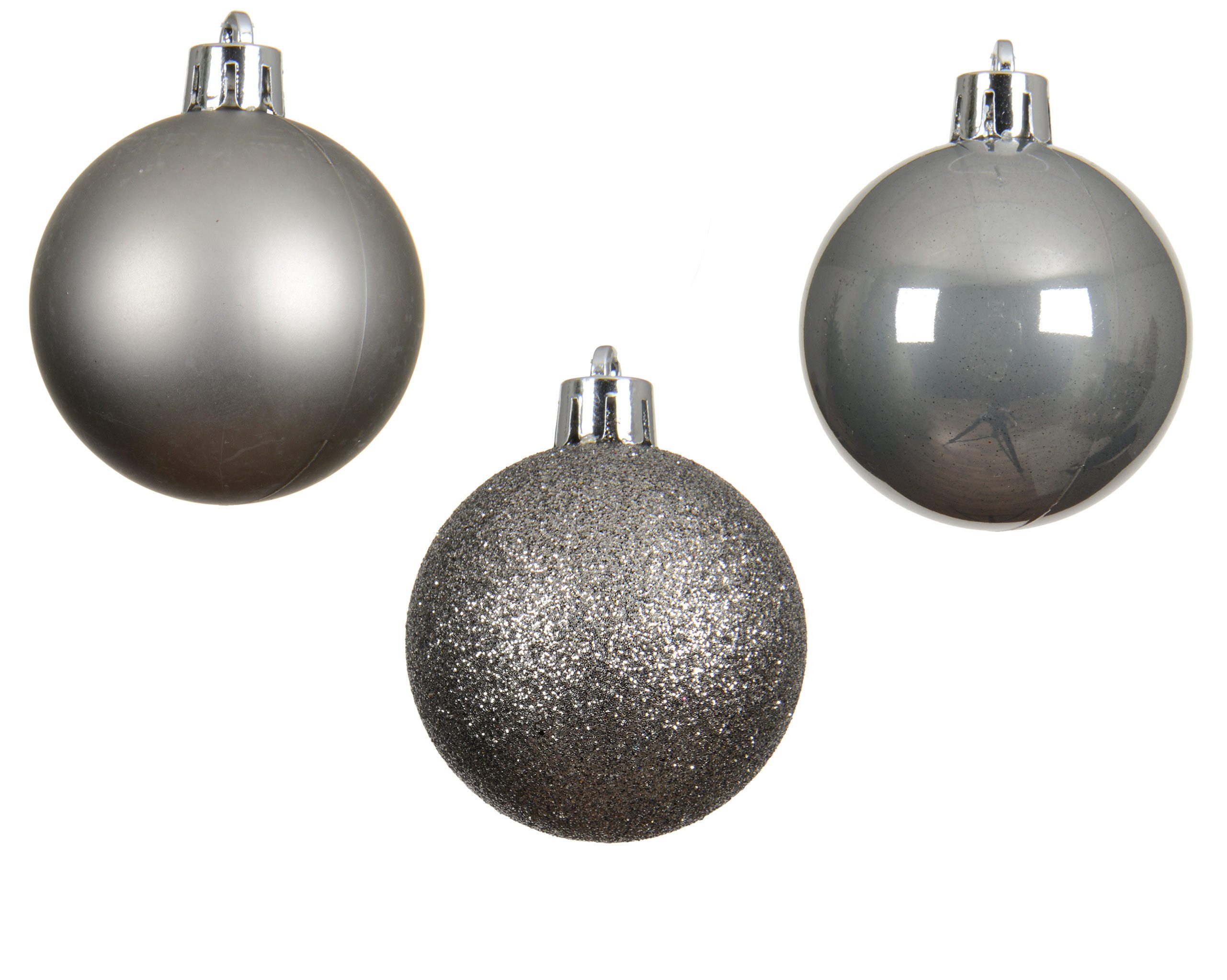 Kaemingk Weihnachtsbaumkugel, Weihnachtskugeln Kunststoff 3cm 14er Set - Zart Grau
