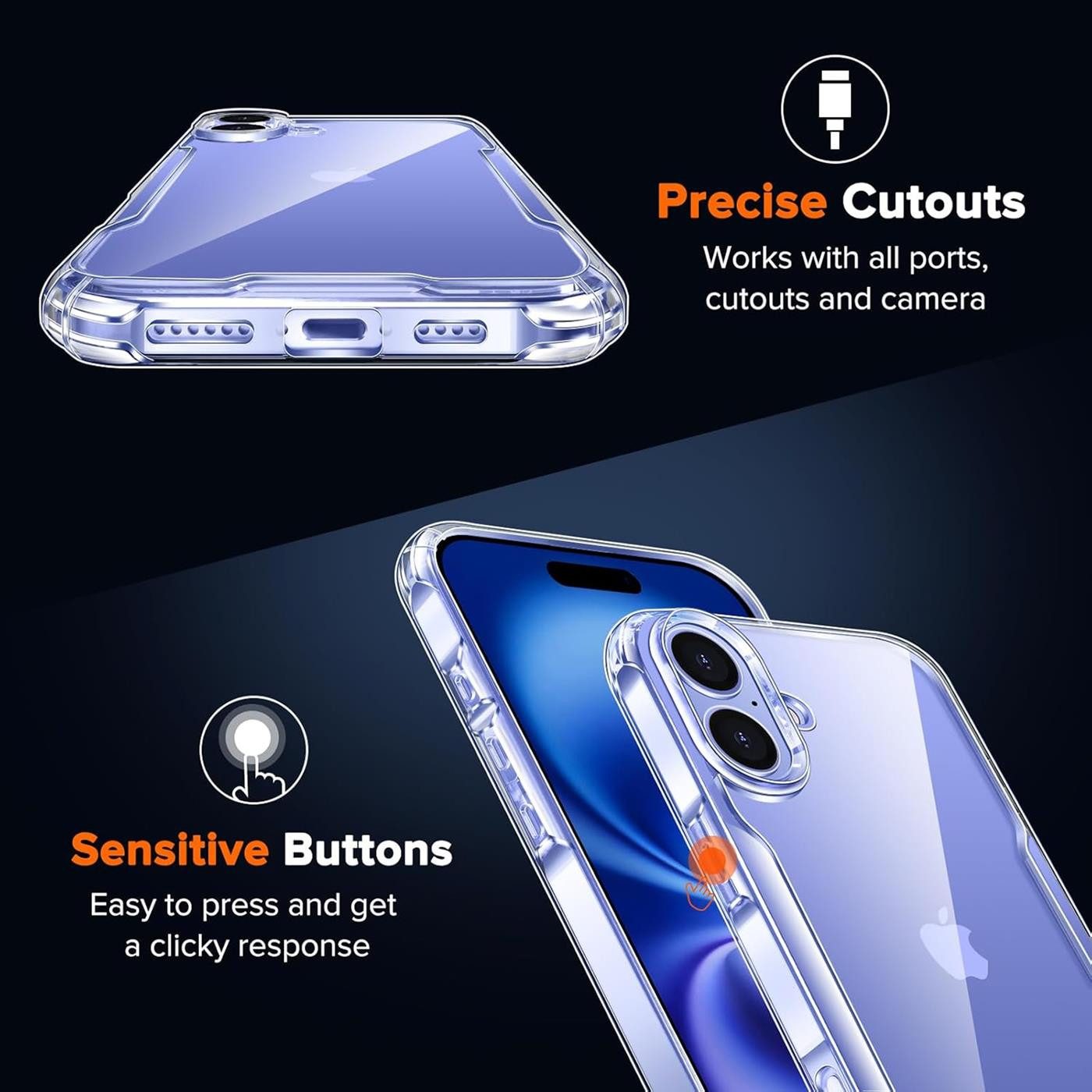 CoolGadget Handyhülle Anti Shock Rugged Case für Apple iPhone 16 Plus 6,7 Zoll, Slim Cover mit Kantenschutz Schutzhülle für iPhone 16 Plus Hülle – Bild 5 von 5