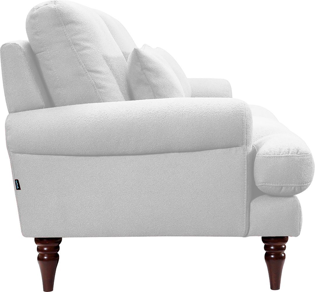 Schaumstoffflocken-Füllung, Holzfüßen mit exxpo fashion 3-Sitzer, sofa und Zierkissen inklusive -