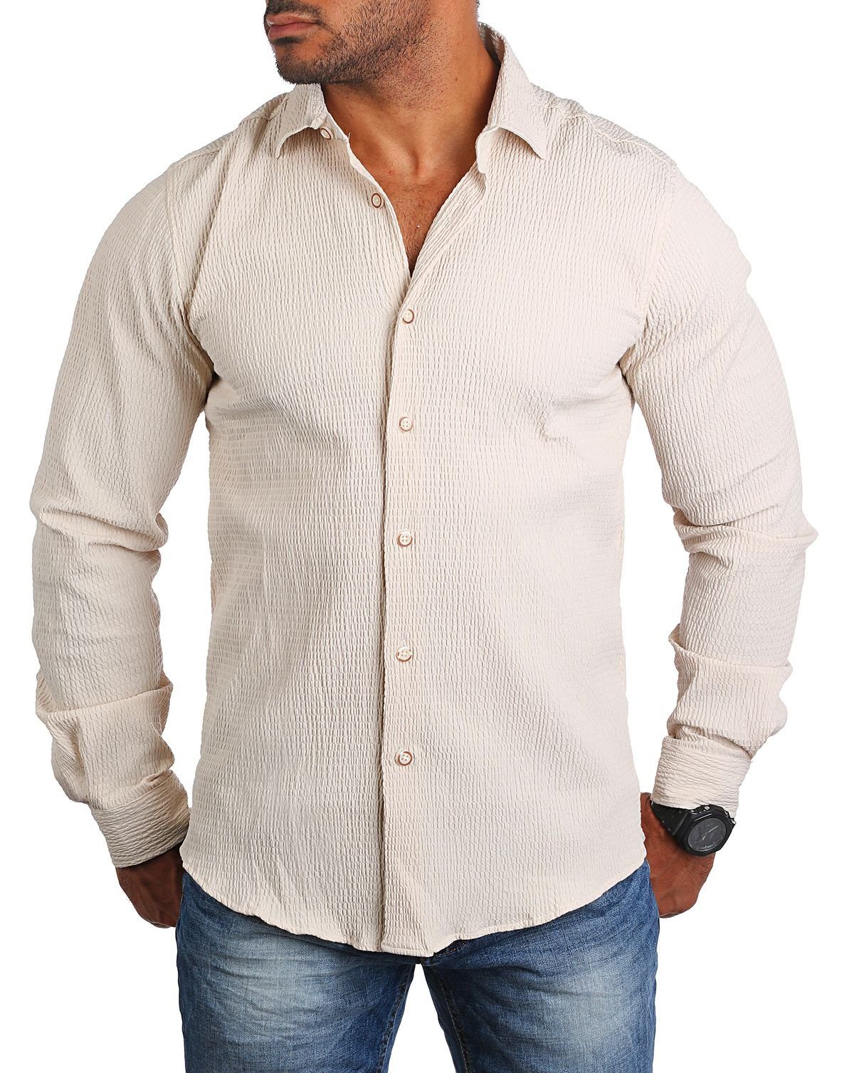 CARISMA Langarmhemd Hemd trendige Riffel Optik retro Look stretch 8596 Regu günstig online kaufen