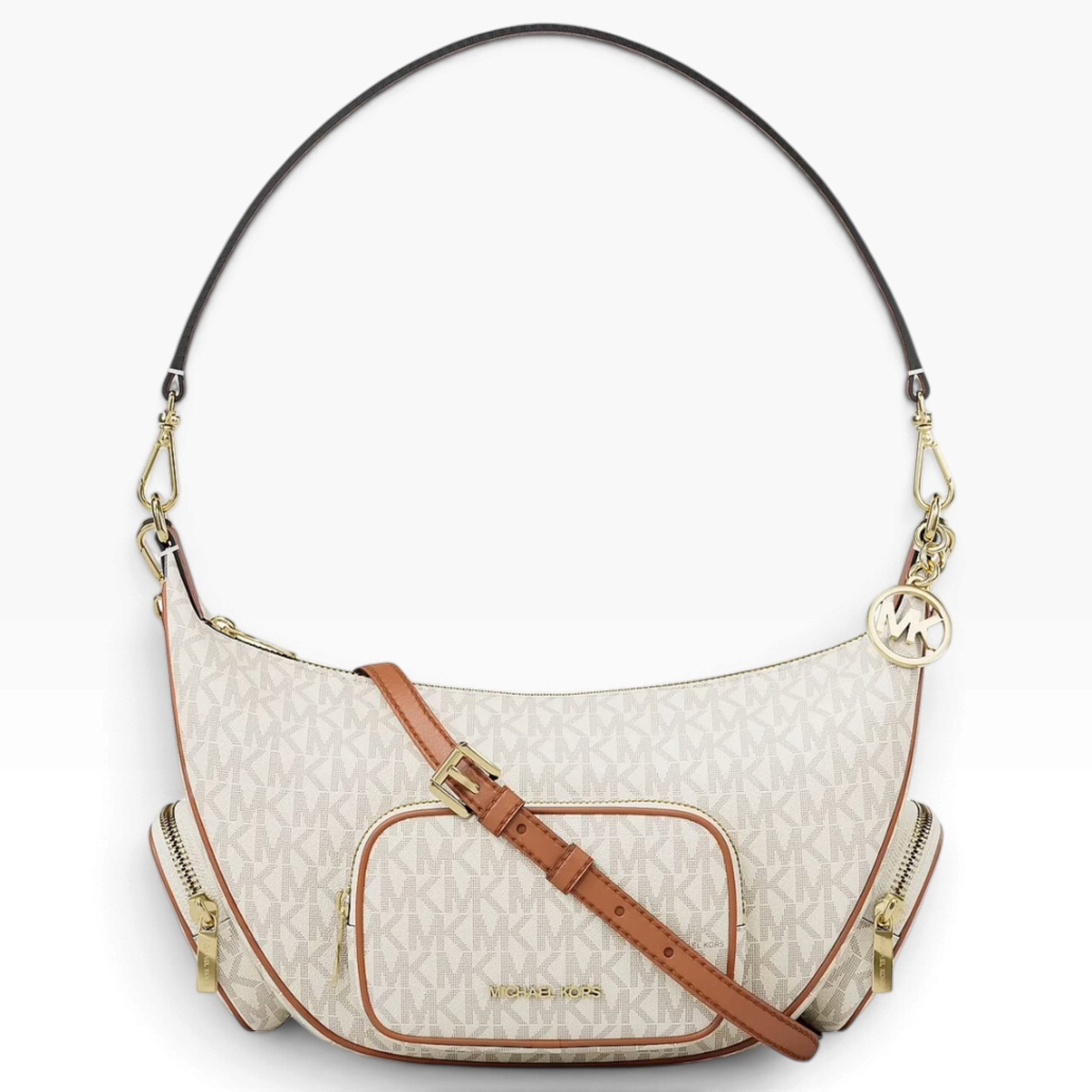 MICHAEL KORS Schultertasche Michael Kors Schultertasche Merritt Medium Logomuster Vanille, Besatz: 60 % Polyurethan, 40 % Polyester