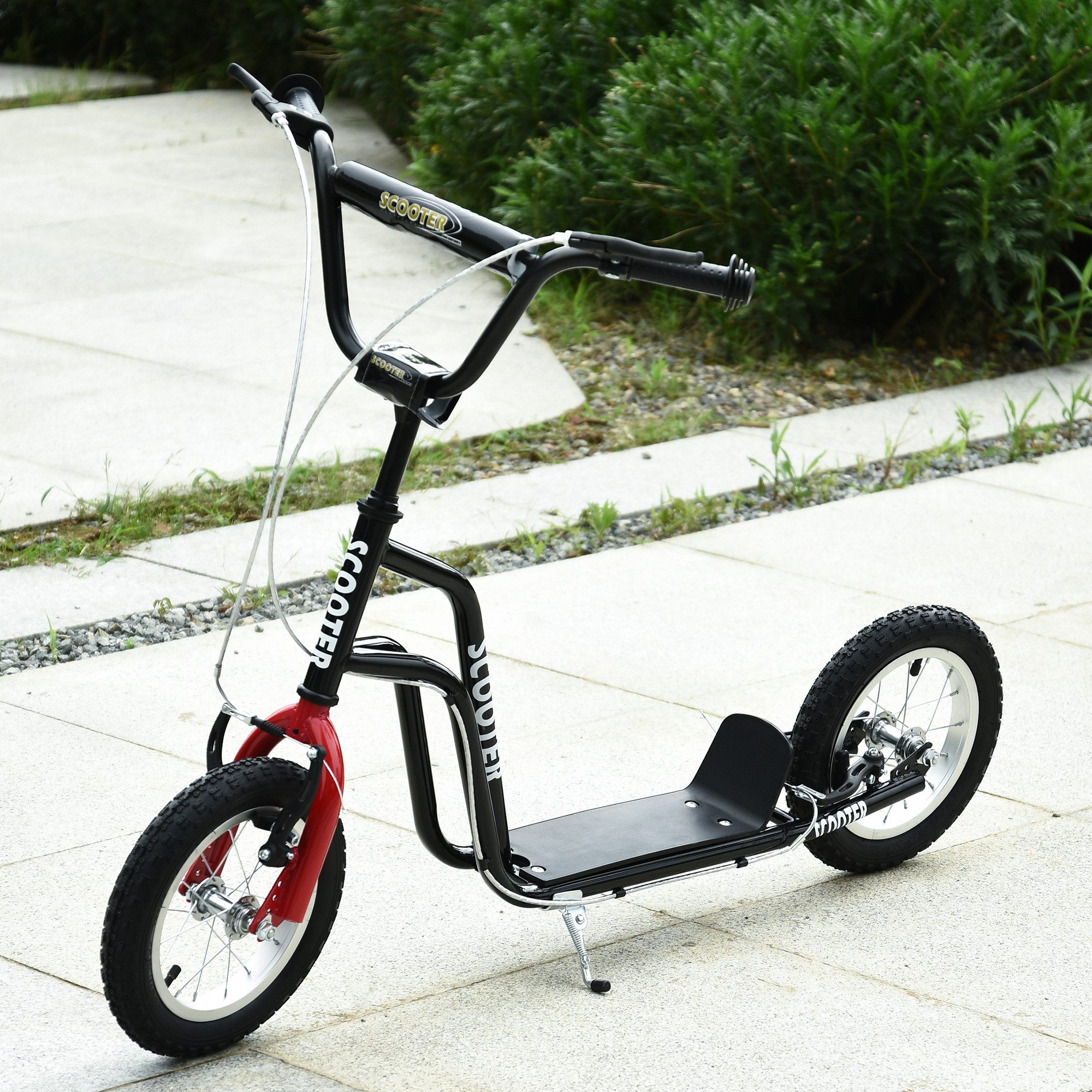 HOMCOM Scooter Tretroller mit verstellbarem Lenker, großen Rädern Kickscooter, 0 km/h, (Scooter, 1 tlg., Kinderscooter), 120L x 58B x 75-80H cm