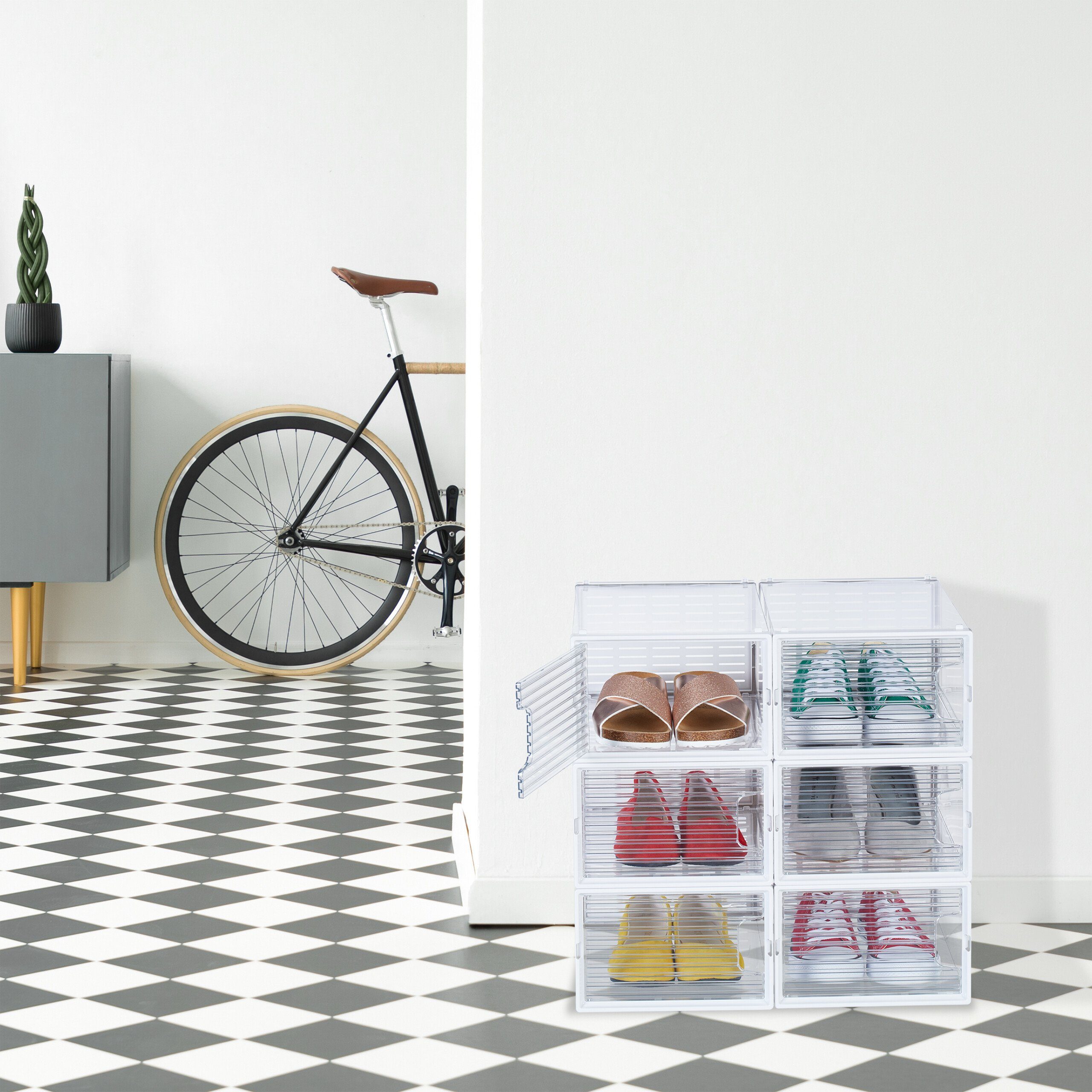 relaxdays Schuhbox 6er Set Schuhboxen volltransparent