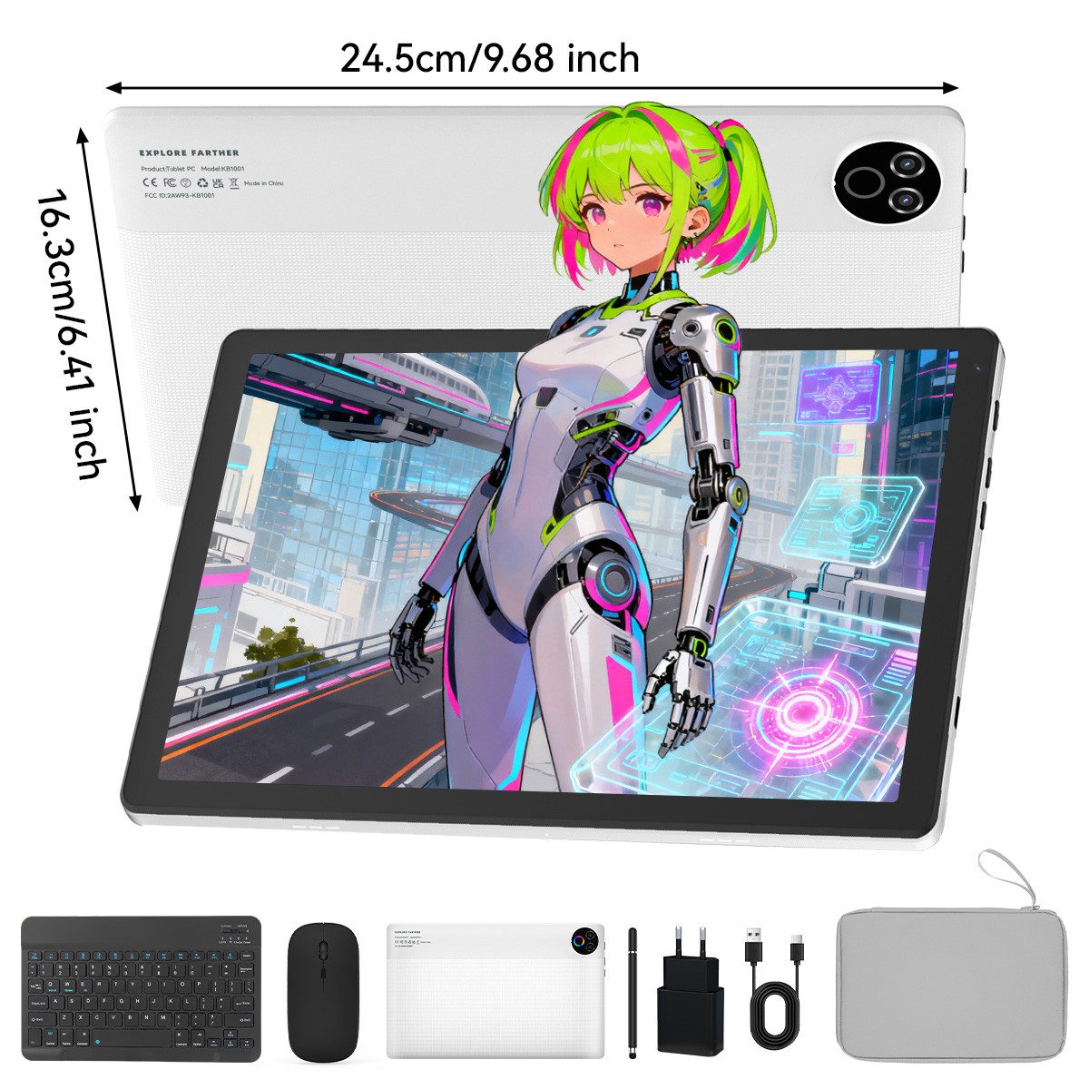BUFO 10,1 Zoll 20(3+17)GB RAM 64GB ROM, Android 15, HD 1280x800, 5G WiFi Tablet (10,1", BT 5.4, WiFi 6, Dual-Kamera)