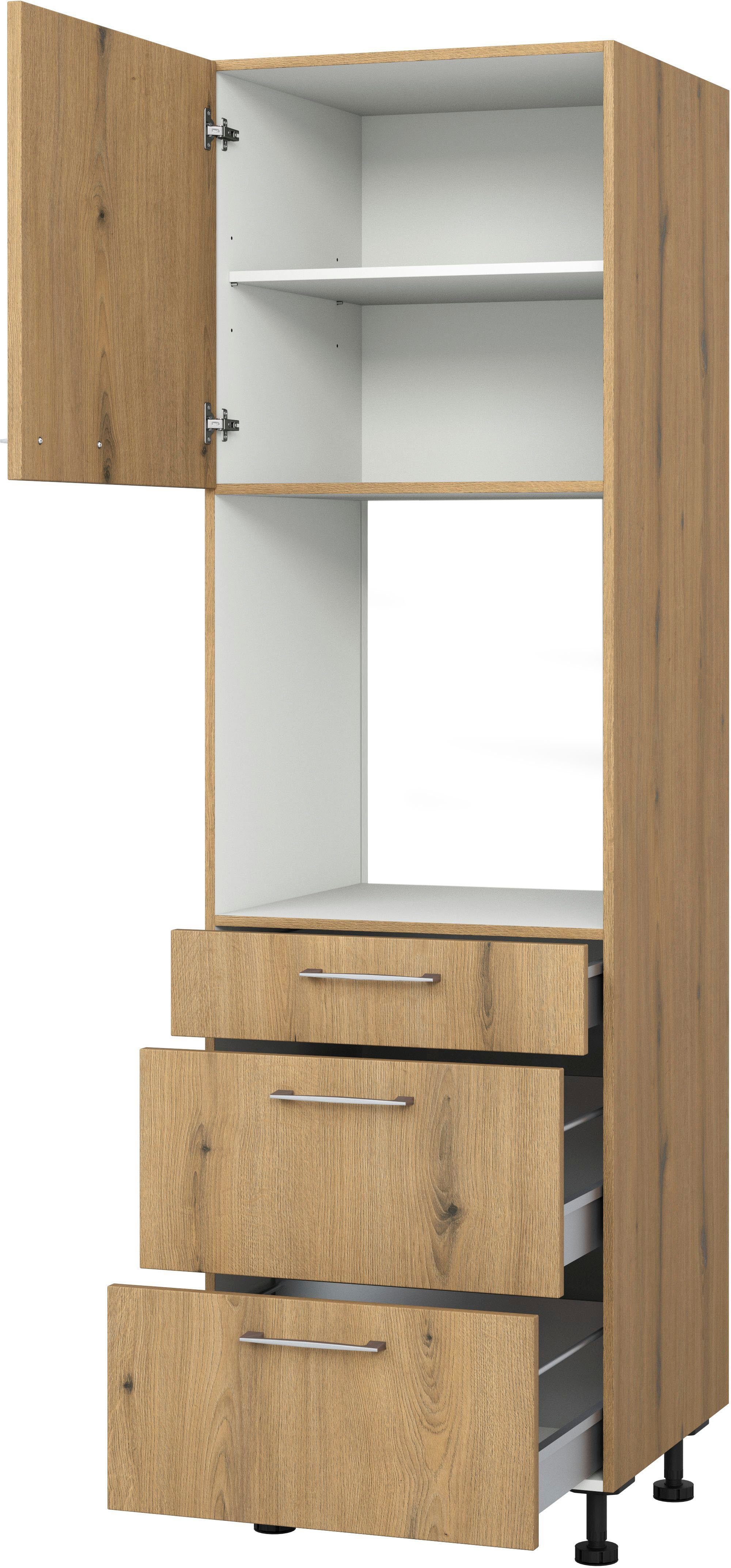 Express Küchen Backofenumbauschrank Trea SB2AS-195-3 mit zwei Türen und zwei Einlegeböden, Höhe 195 cm eiche astig | eiche astig