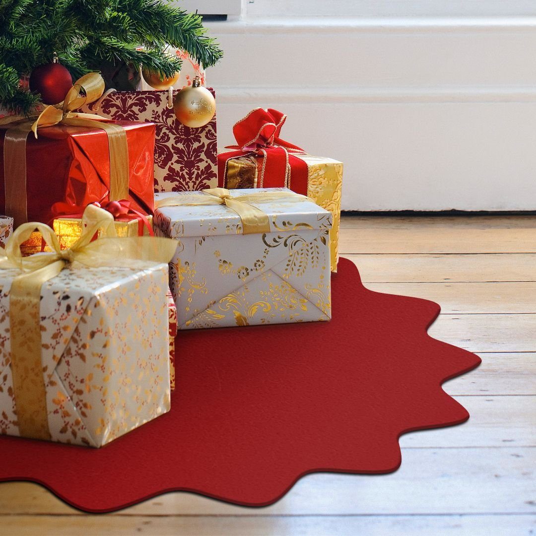 K&L Wall Art Weihnachtsbaumdecke Rote Zimmerpflanzen Floral Ø 99cm Weihnachtsbaum Filzteppich
