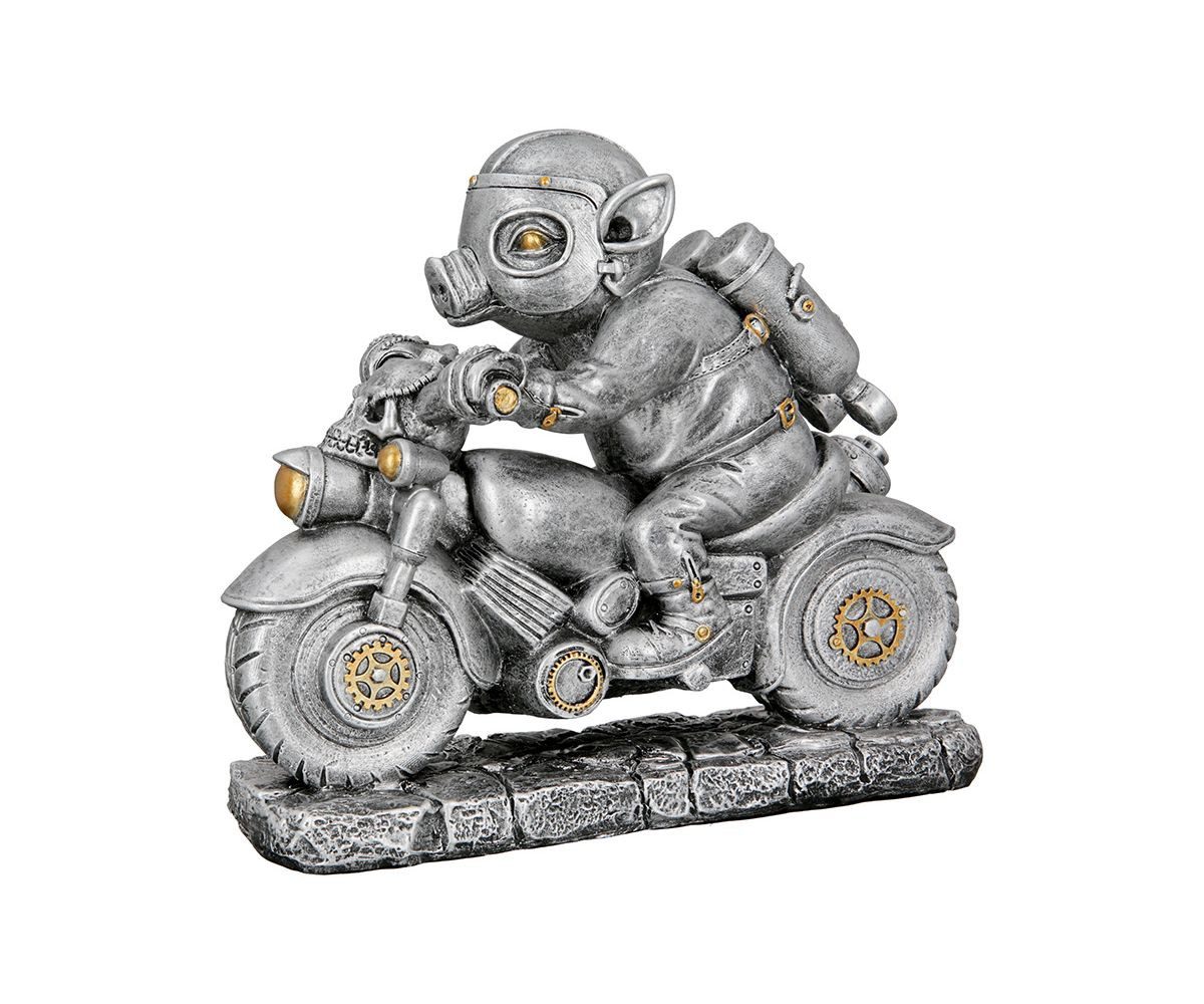 GILDE Dekoobjekt Schwein Steampunk Motor-Pig 37225 Kunstharz 23 x 21 cm