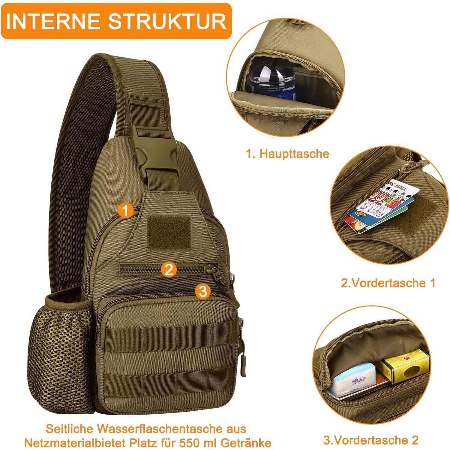 AURIVION Schultertasche Crossbody Umhängetasche mit verstellbarem Schultergurt (Set, 1-tlg., Praktische Tasche für Freizeit, Reise und Alltag), Schultertasche & Rucksack Kombination für unterwegs