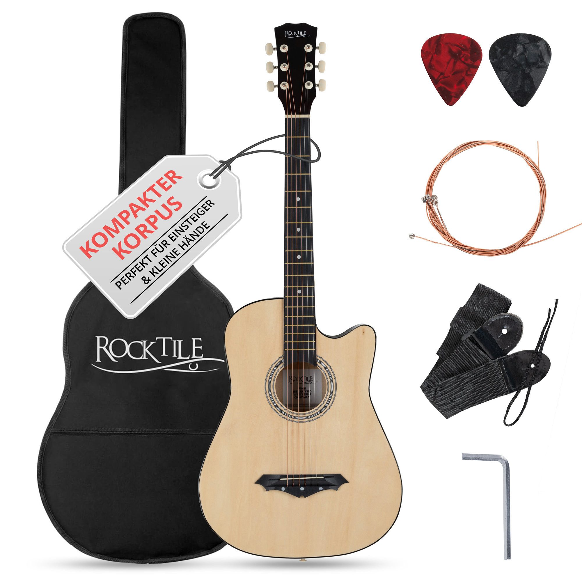 Westerngitarre WSD-5C Slim Line Akustikgitarre Set - Dreadnought Akustik Gitarre