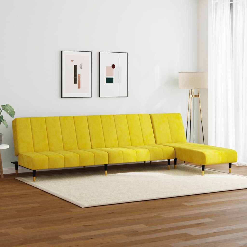 vidaXL Sofa 2-tlg. Sofagarnitur Gelb Samt günstig online kaufen