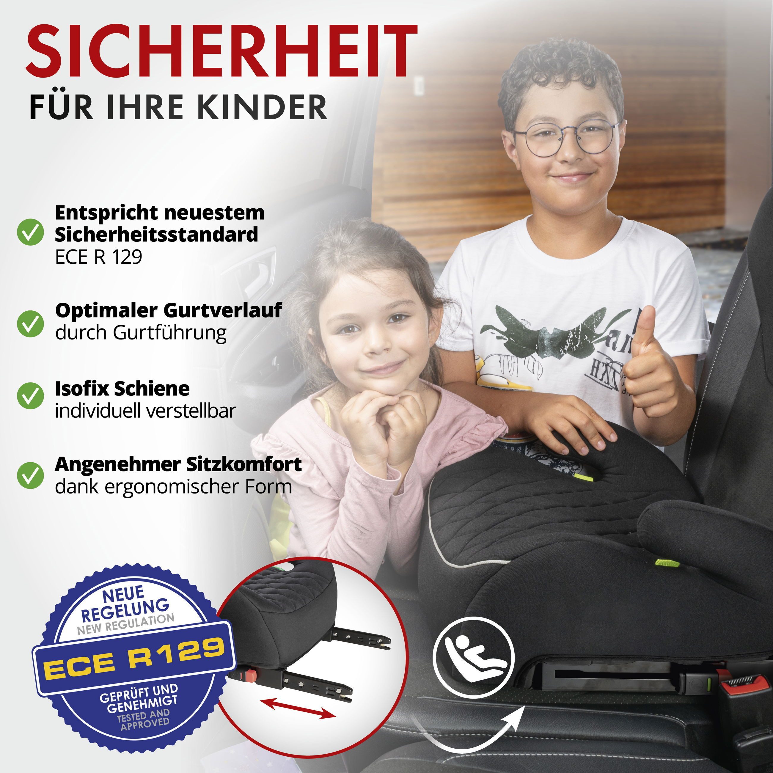 WALSER Autokindersitz Kindersitz Hartschale Andy Iso, ab: ab 4 Jahre, bis: - 10 Jahren, (1 Stück, 1-tlg)