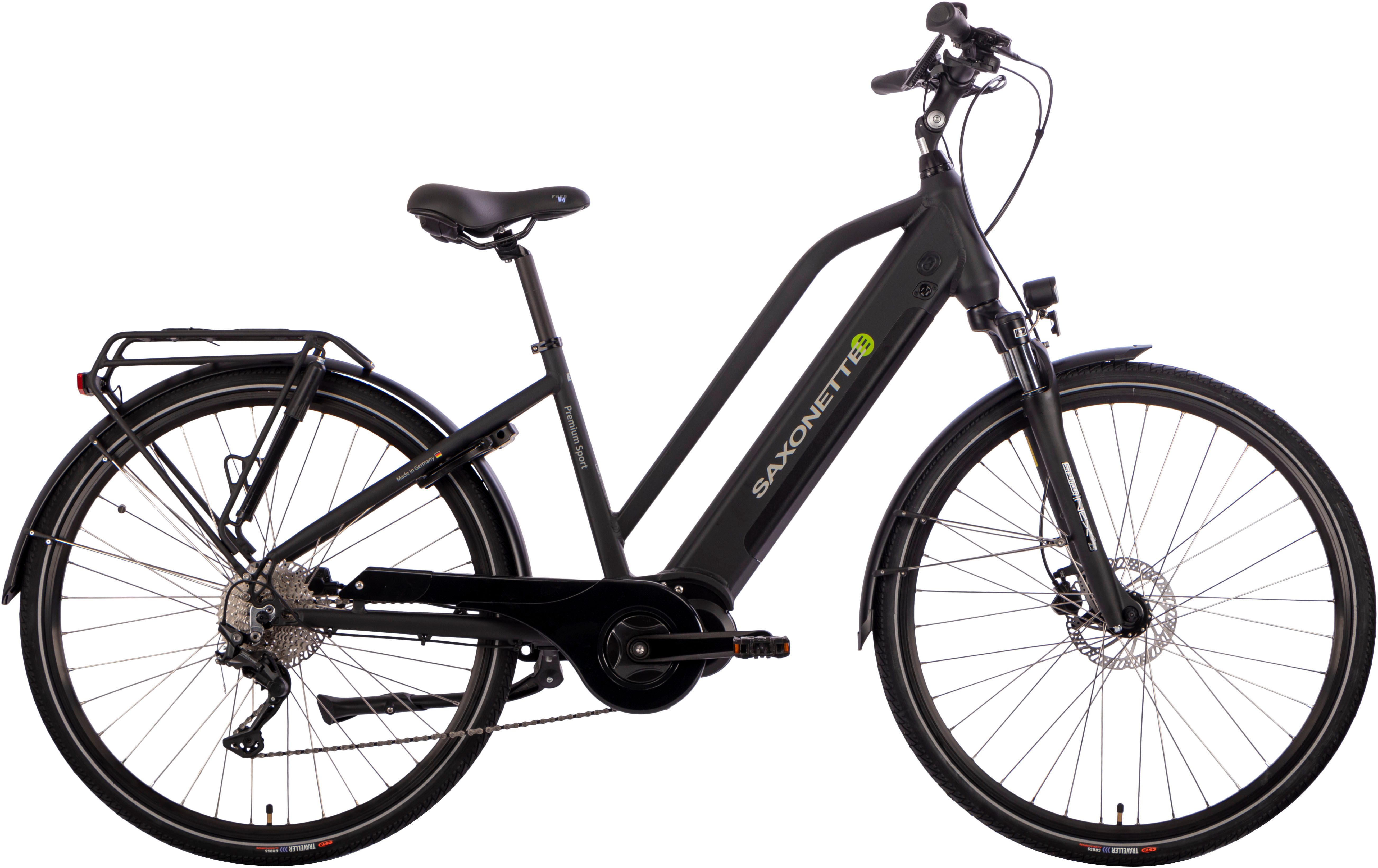 SAXONETTE E-Bike Trekkingrad Premium Sport (Trapez), 10 Gang, Kettenschaltung, Mittelmotor, 522 Wh, Pedelec, Elektrofahrrad für Damen